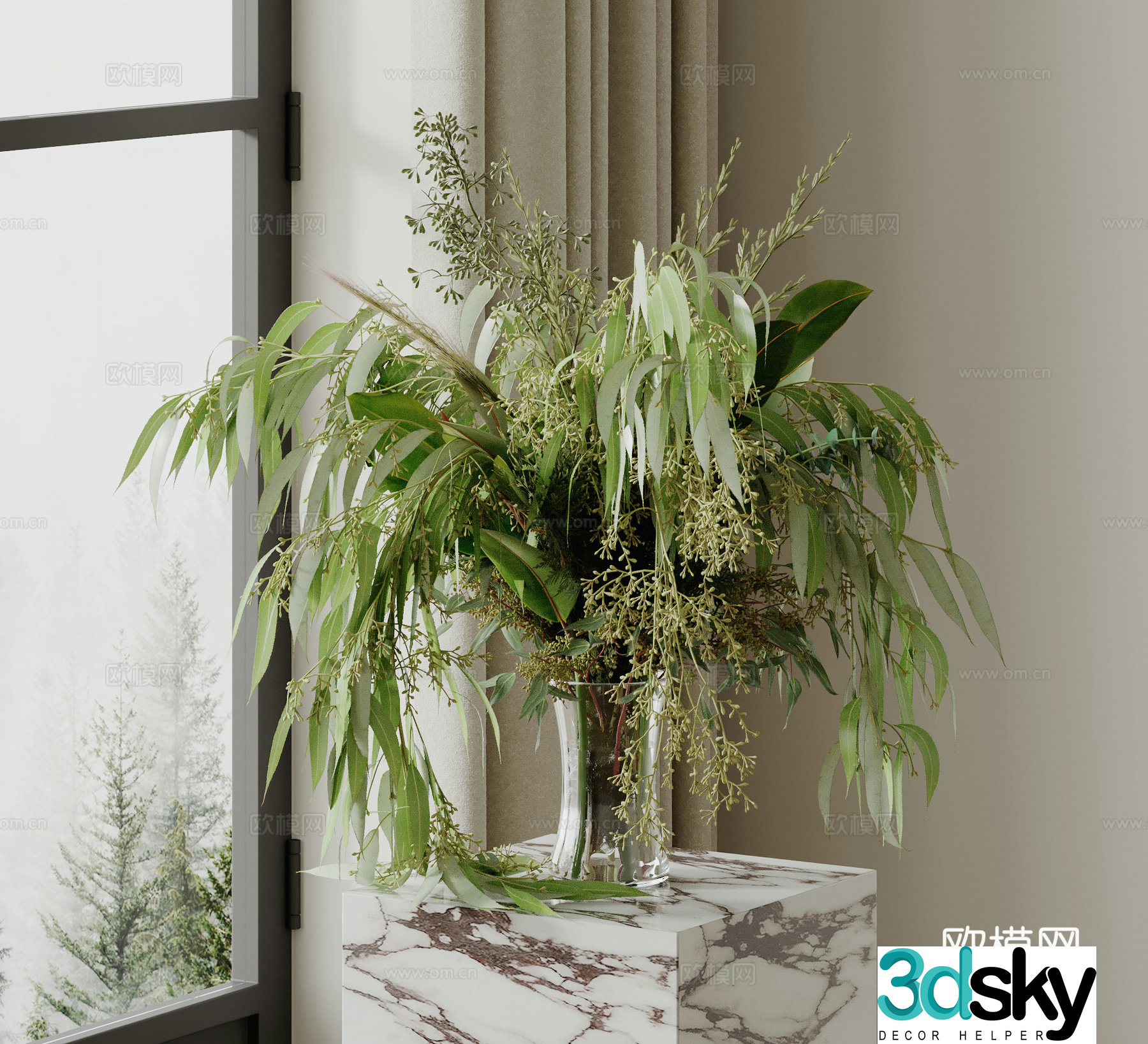 Modern floral ornament 3d model