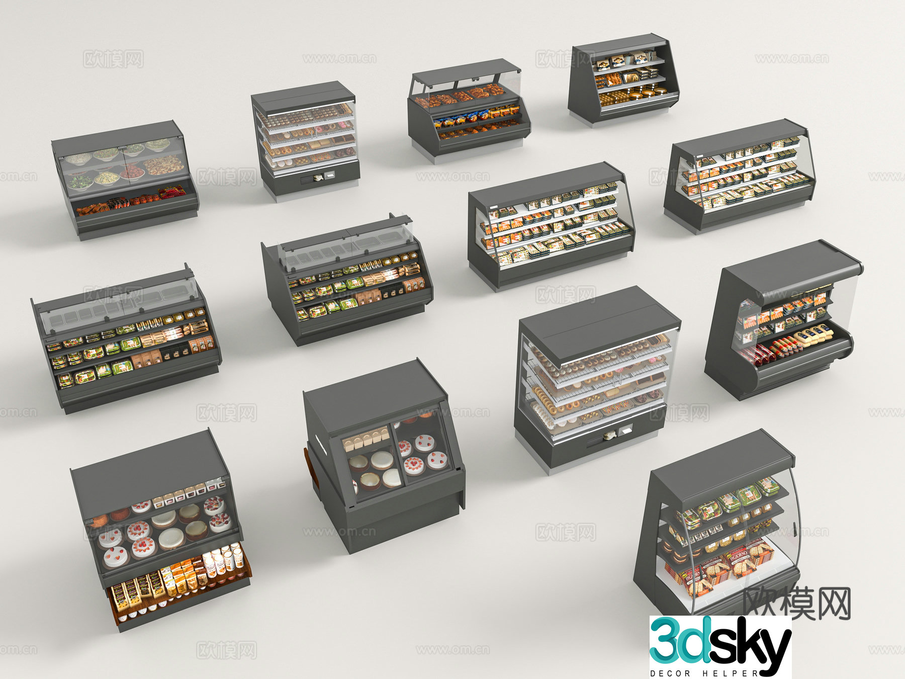 Modern bakery shelves 3d model