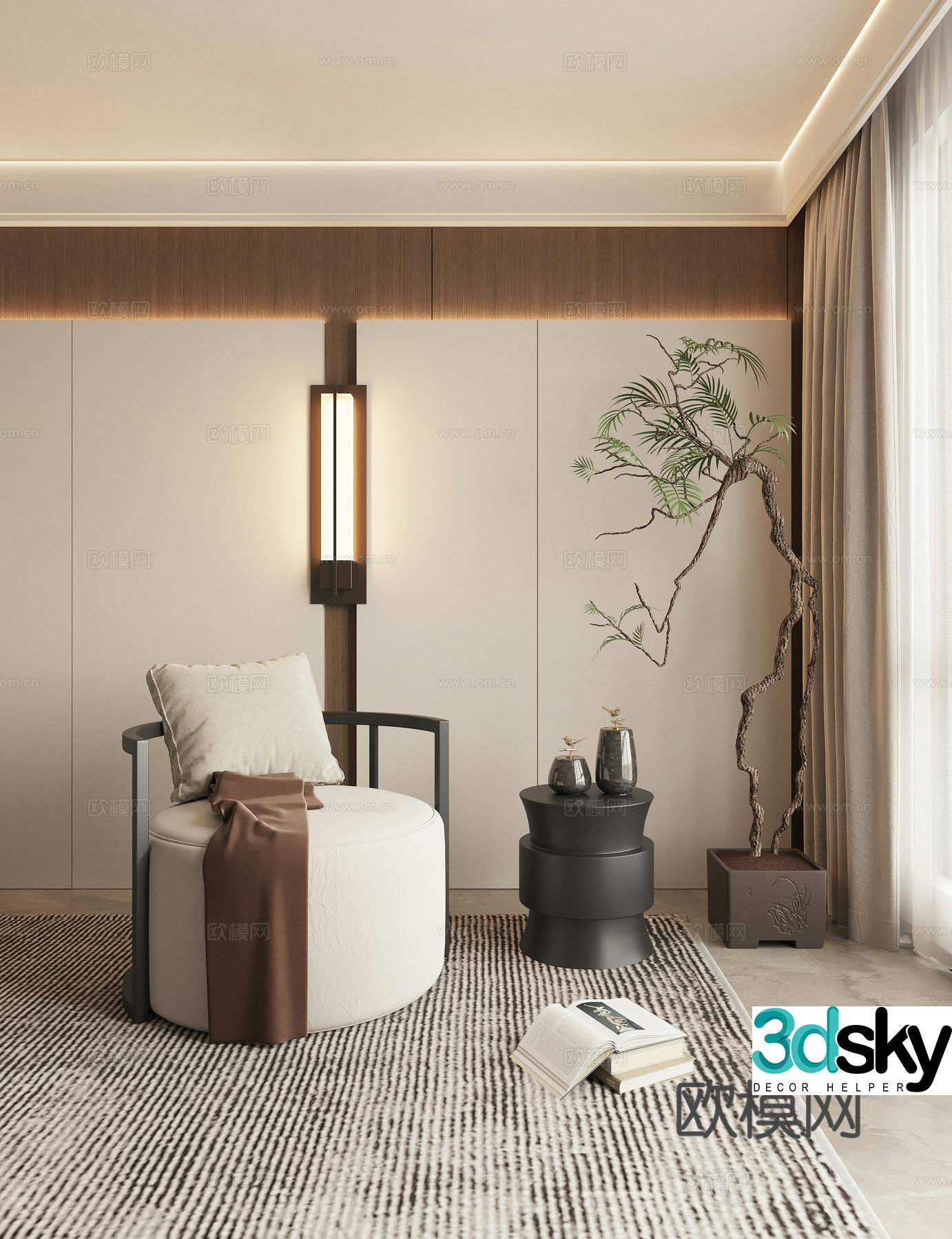 Single chair leisure chair side 3D model