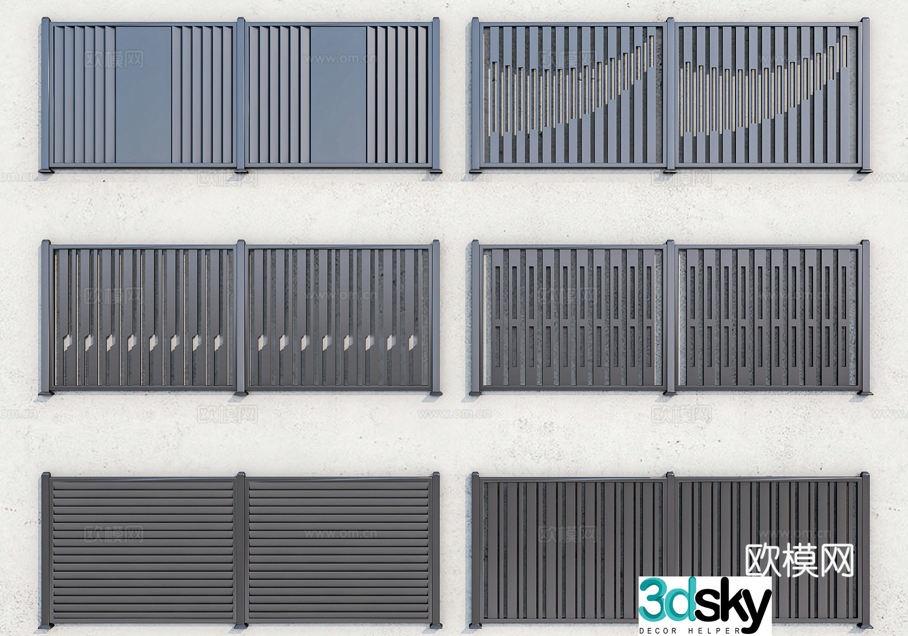 Outdoor aluminum alloy fence Garden guardrail Iron fence Wrought Iron fence Partition 3D model