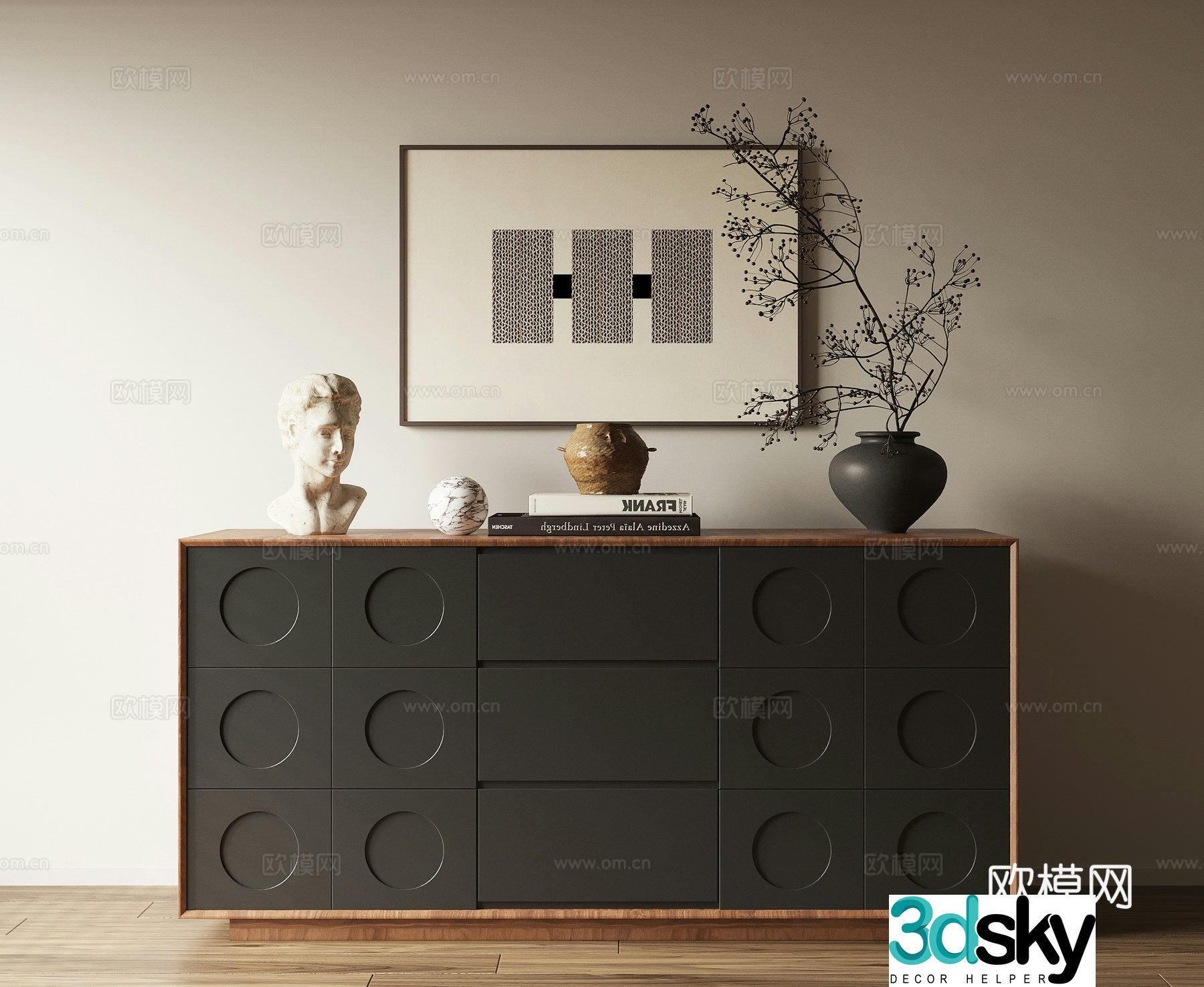 Low cabinet chest of cabinet decoration cabinet 3d model