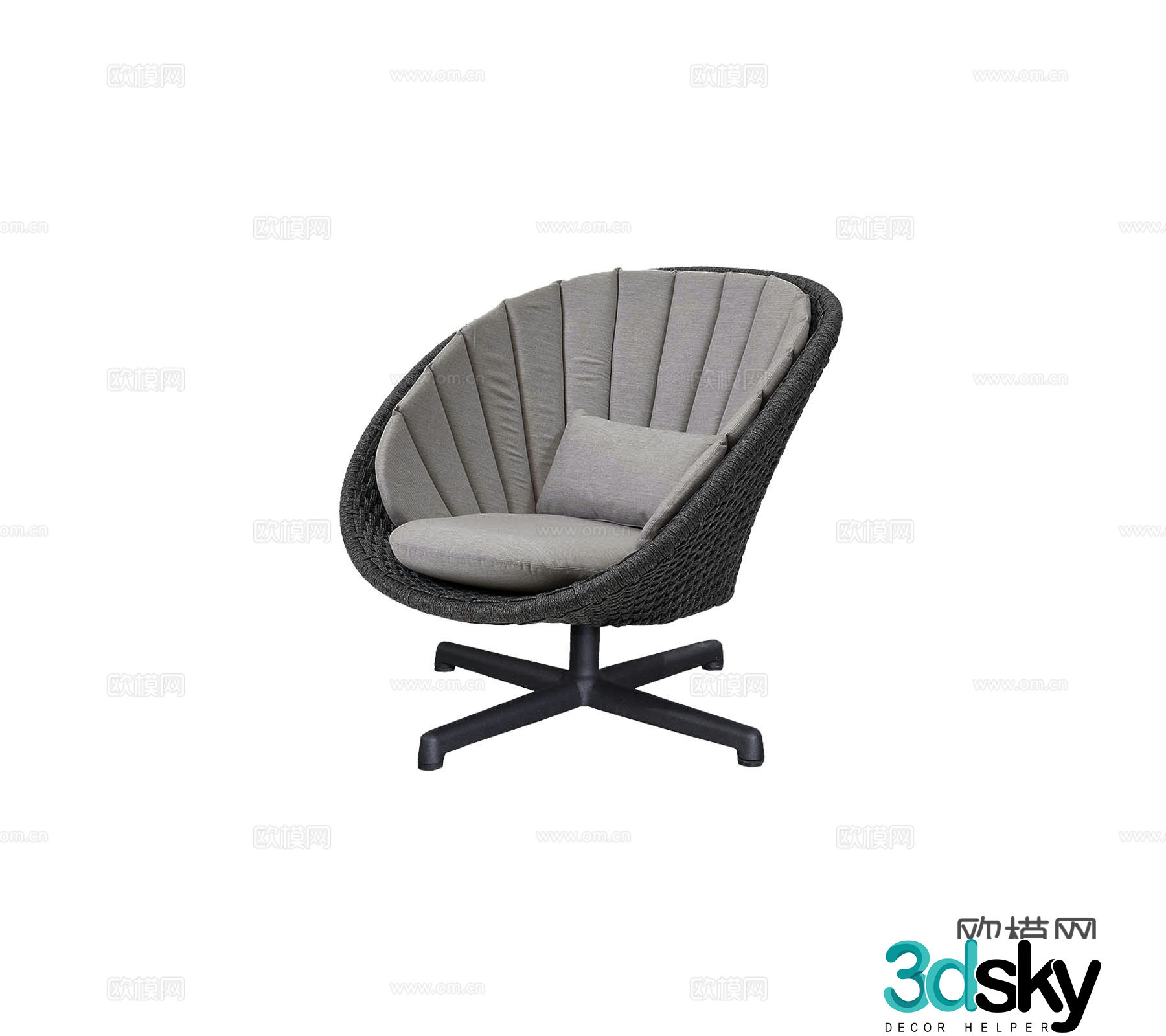 Modern casual chair rotating chair single chair peacock chair combination 3D model