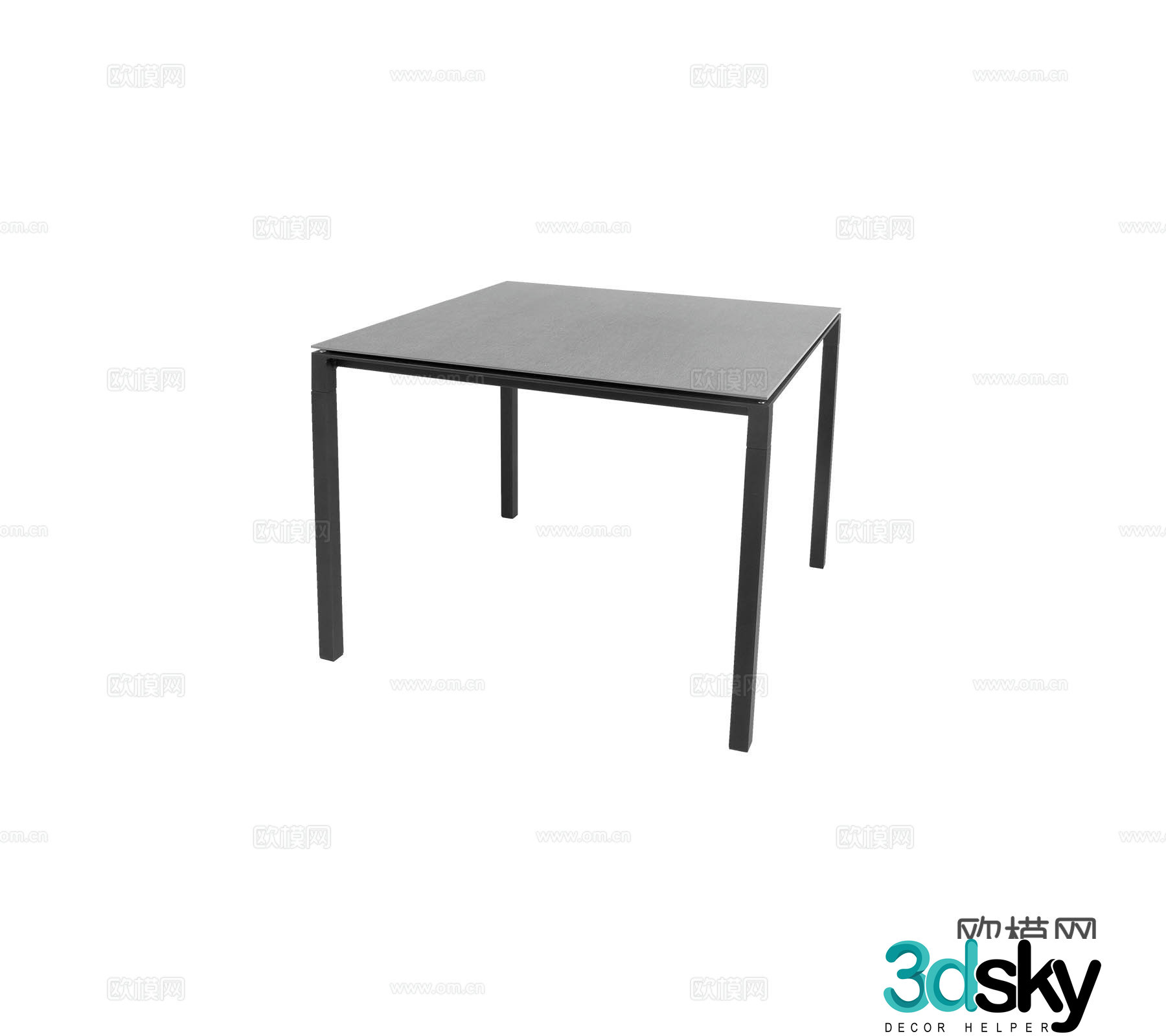 Modern Wasabi Dining Table Square Table Rock Slab Marble Eight Immortals Table Combination 3D Model