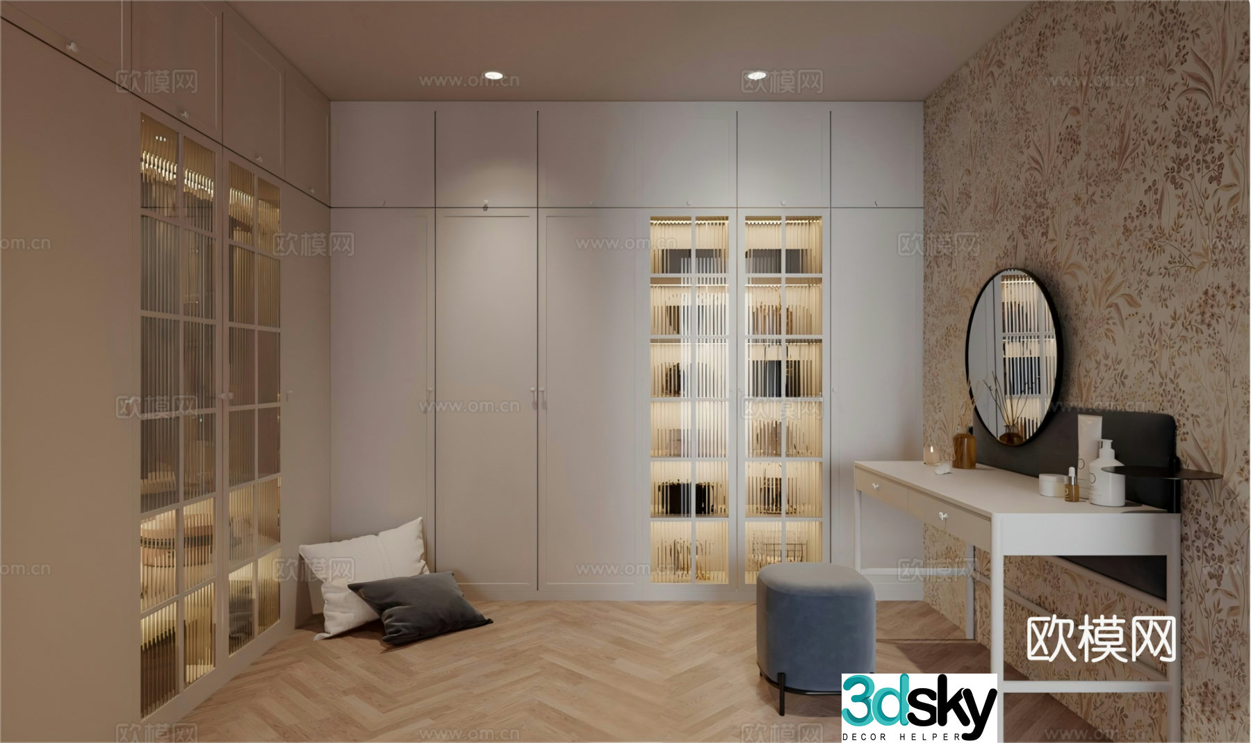 Modern dressing room French dressing room Dressing table Cloakroom Sofa stool Dressing table 3D model