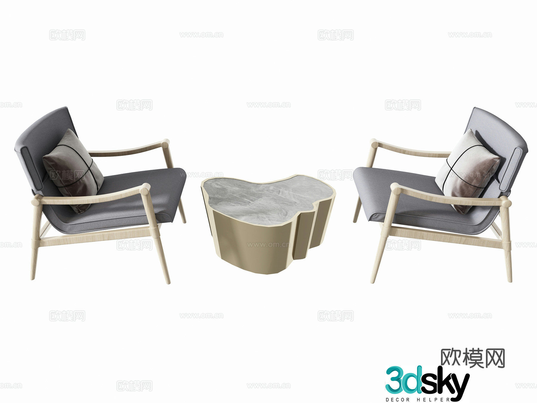 New Chinese casual chair combination 3D model
