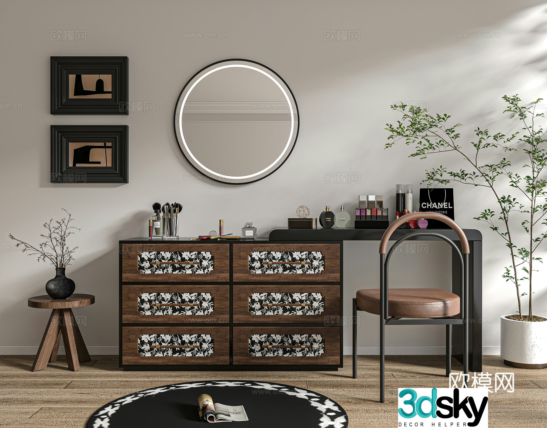 French retro dressing table 3d model