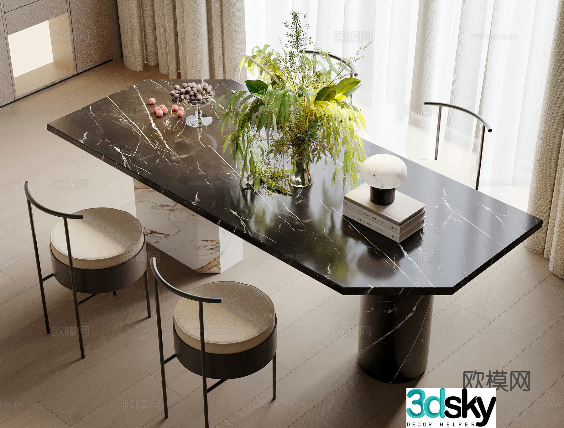 Modern Italian dining table and chair 3d model