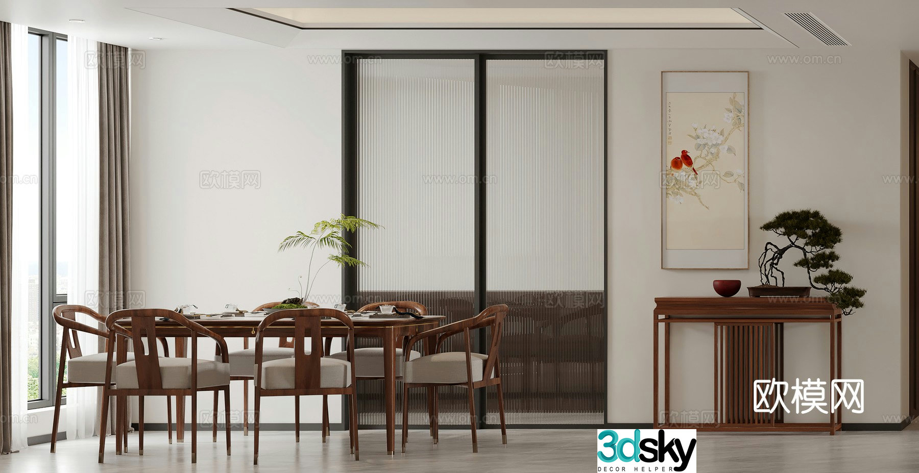 New Chinese restaurant Middle style restaurant Entrance cabinet Entrance wall Entrance view desk Entrance view cabinet 3D model