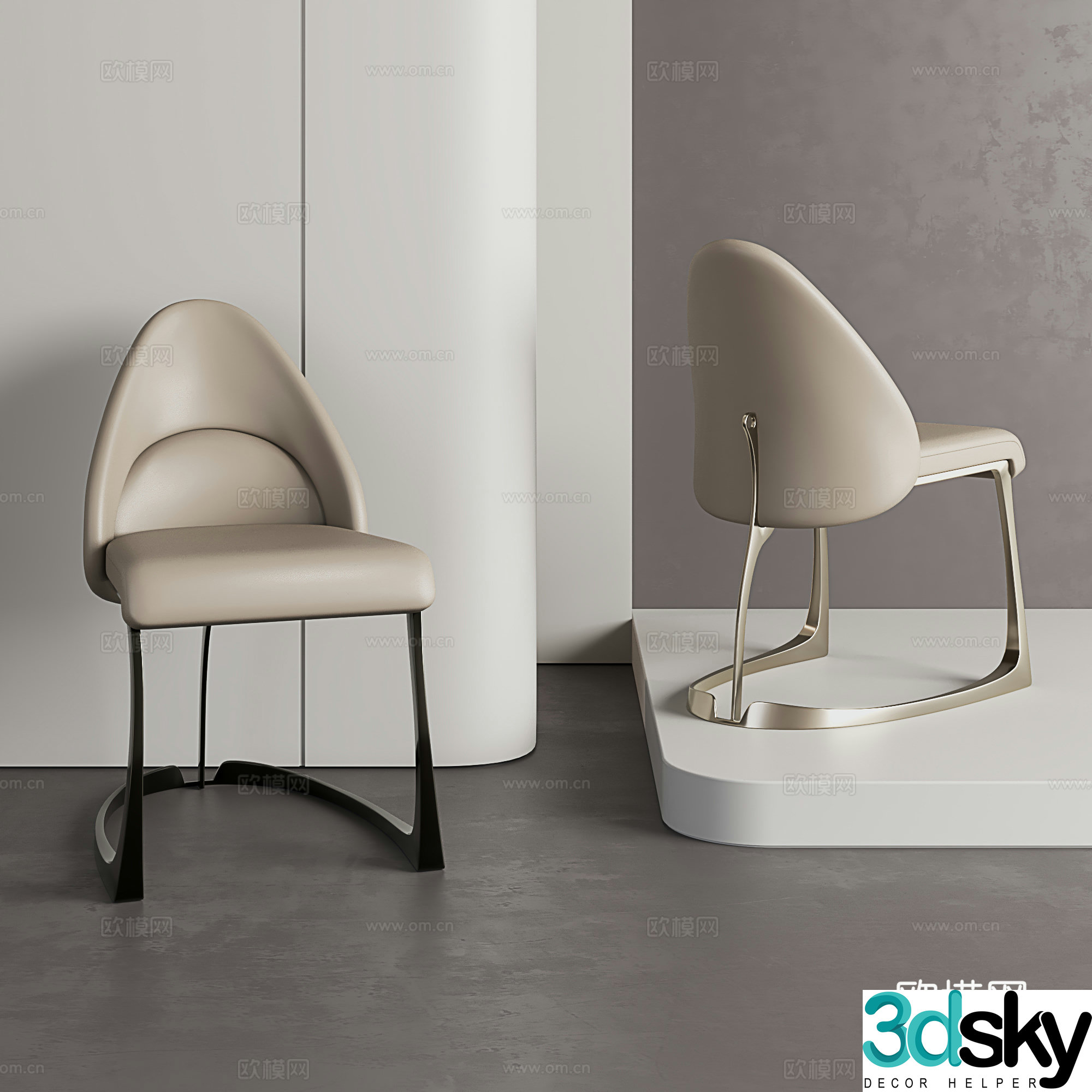 Light luxury dining chair Single chair Italian dining chair Chair Leather dining chair 3D model