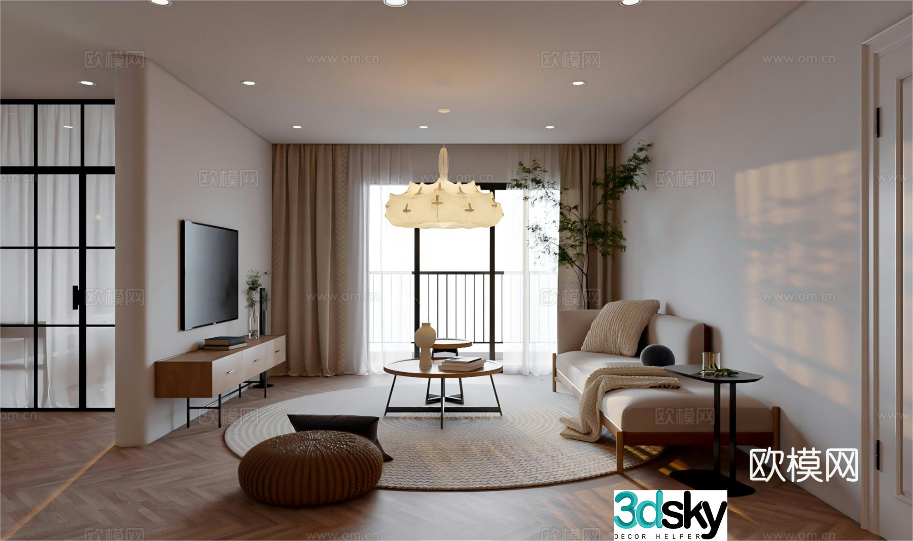 French living restaurant Simple living restaurant Nordic living restaurant Open restaurant Integrated living restaurant 3D model