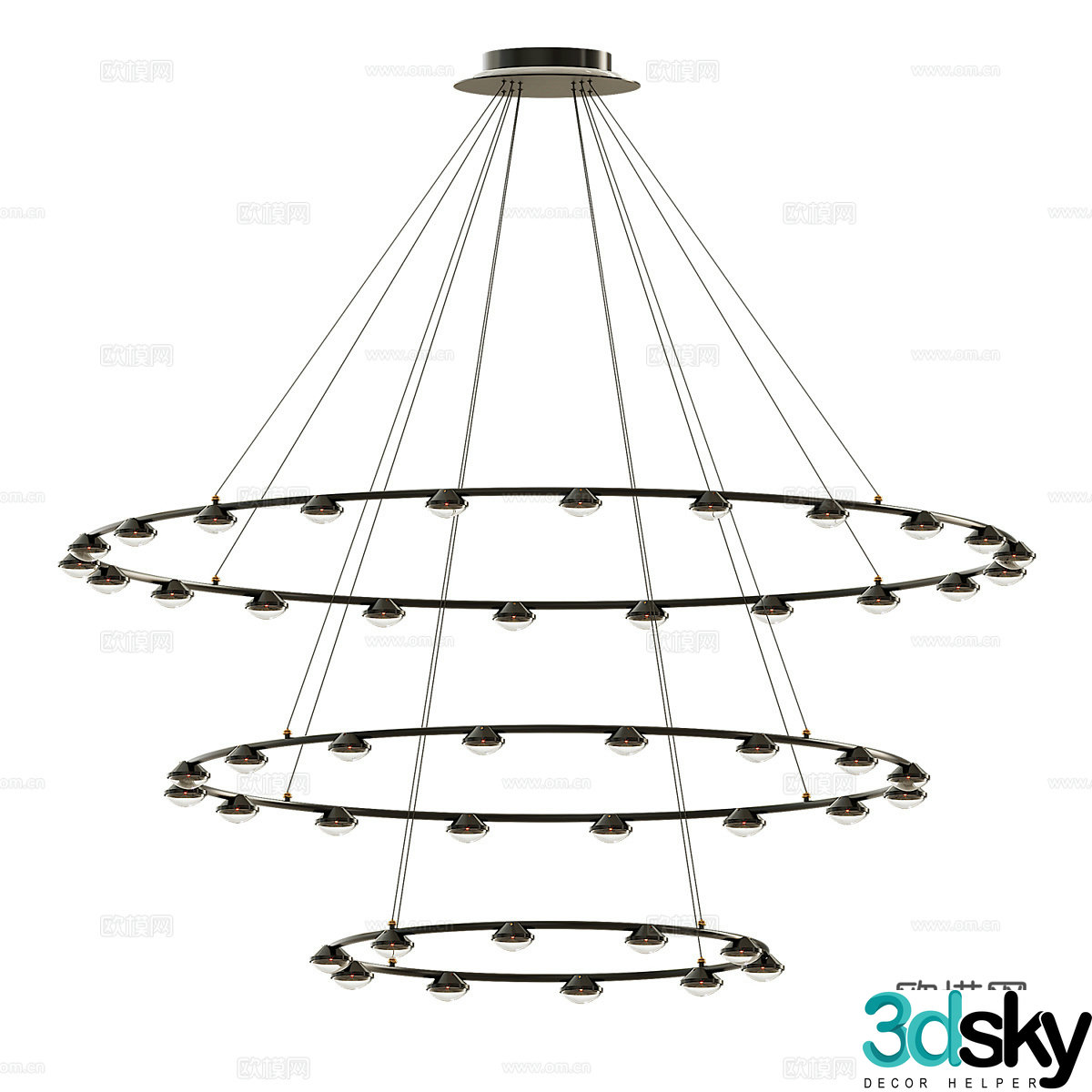 New Chinese style light luxury TORRES ring chandelier 3D model