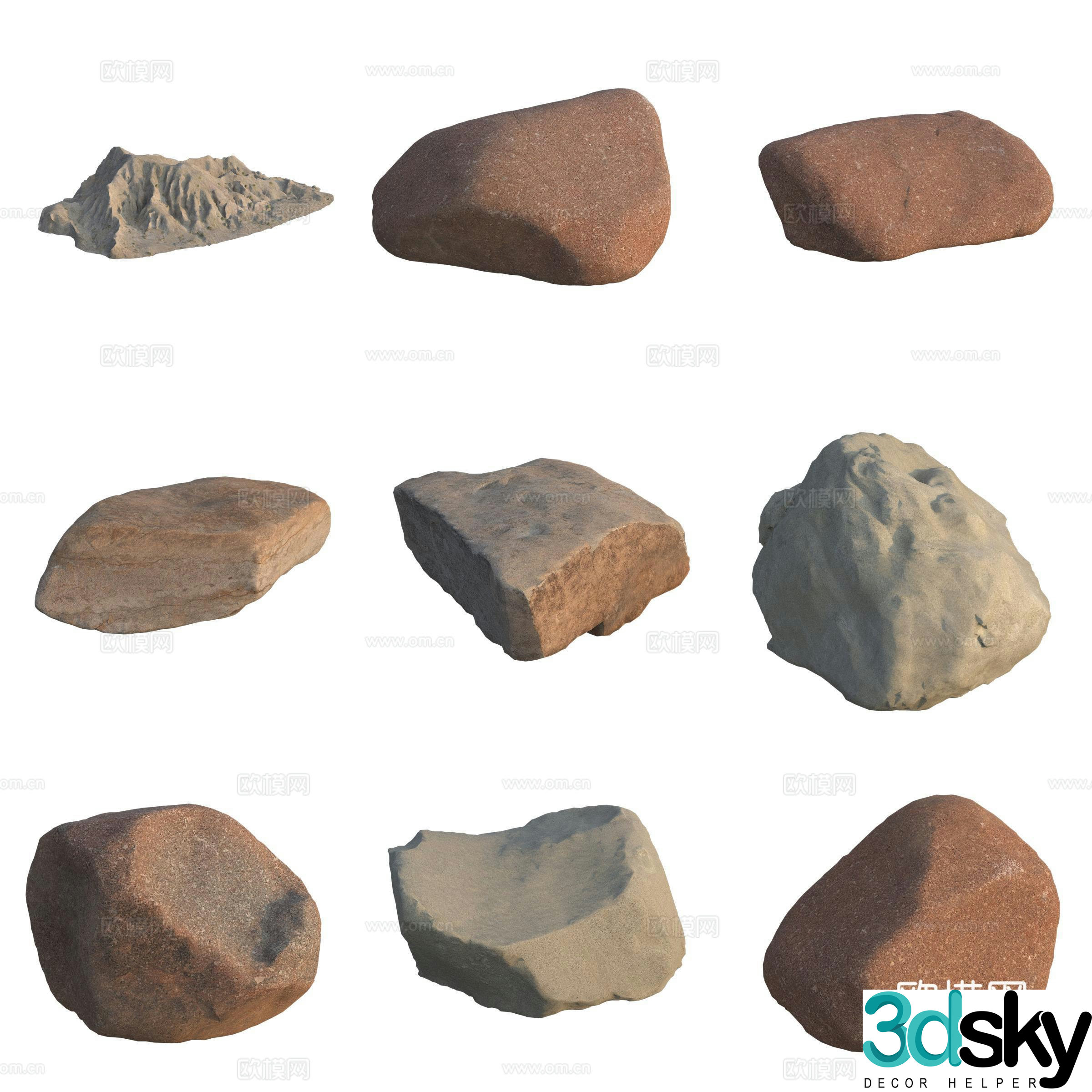 Sandstone stone pile big stone big stone 3d model