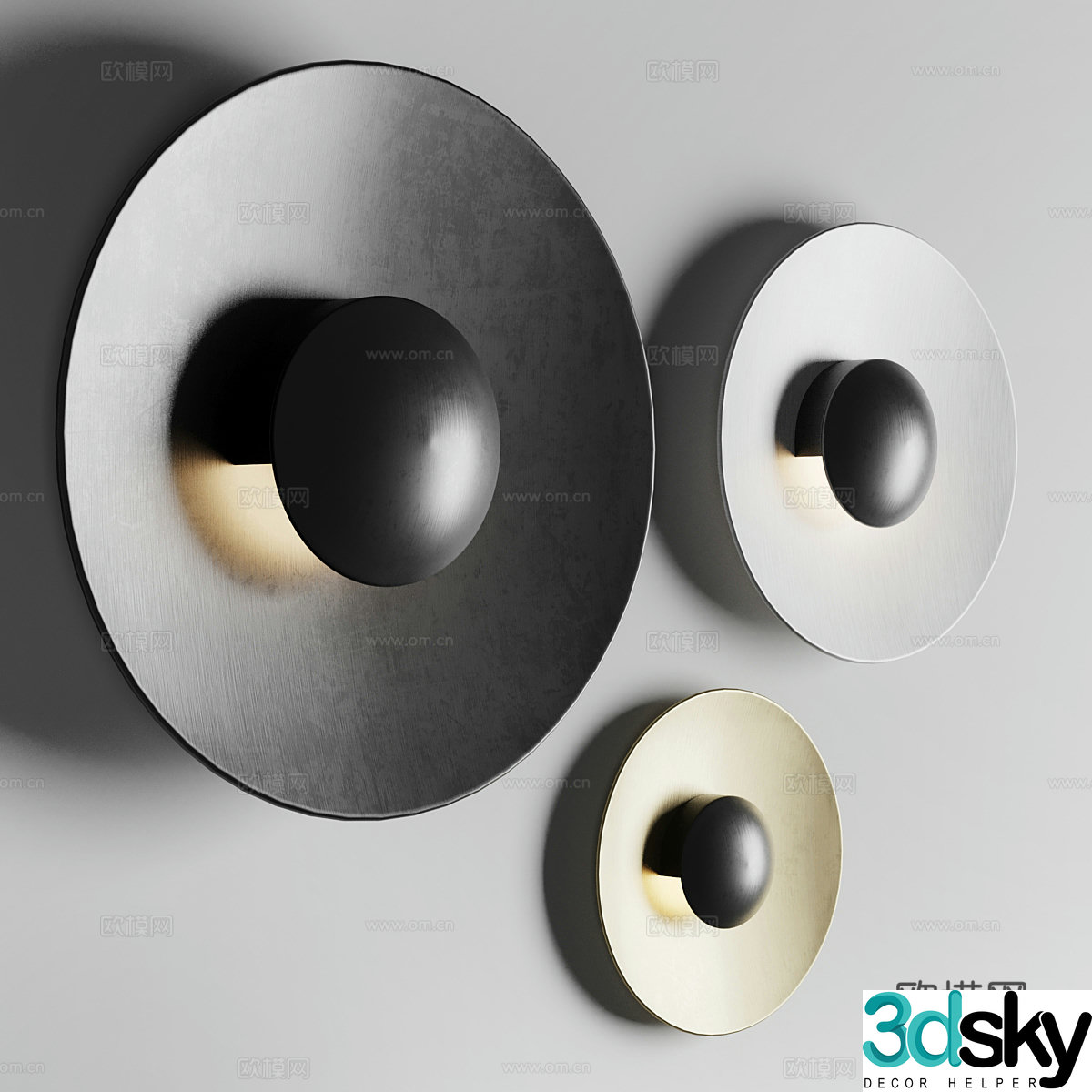 New Chinese round wall lamp disc wall lamp 3D model