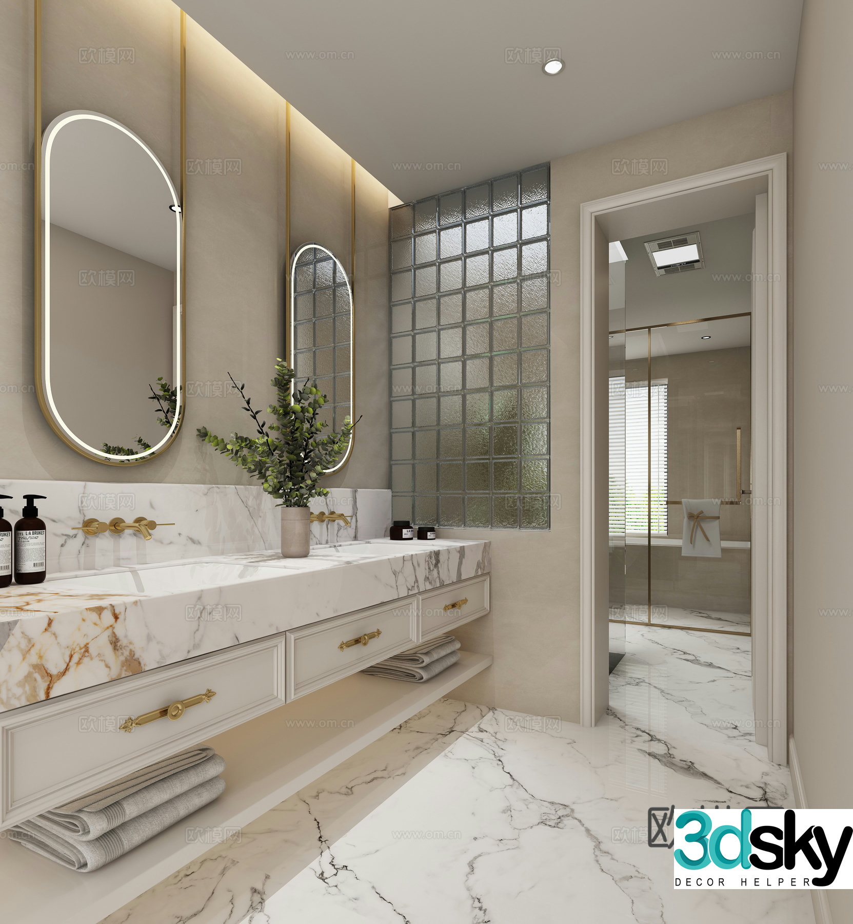 Modern American bathroom 3d model