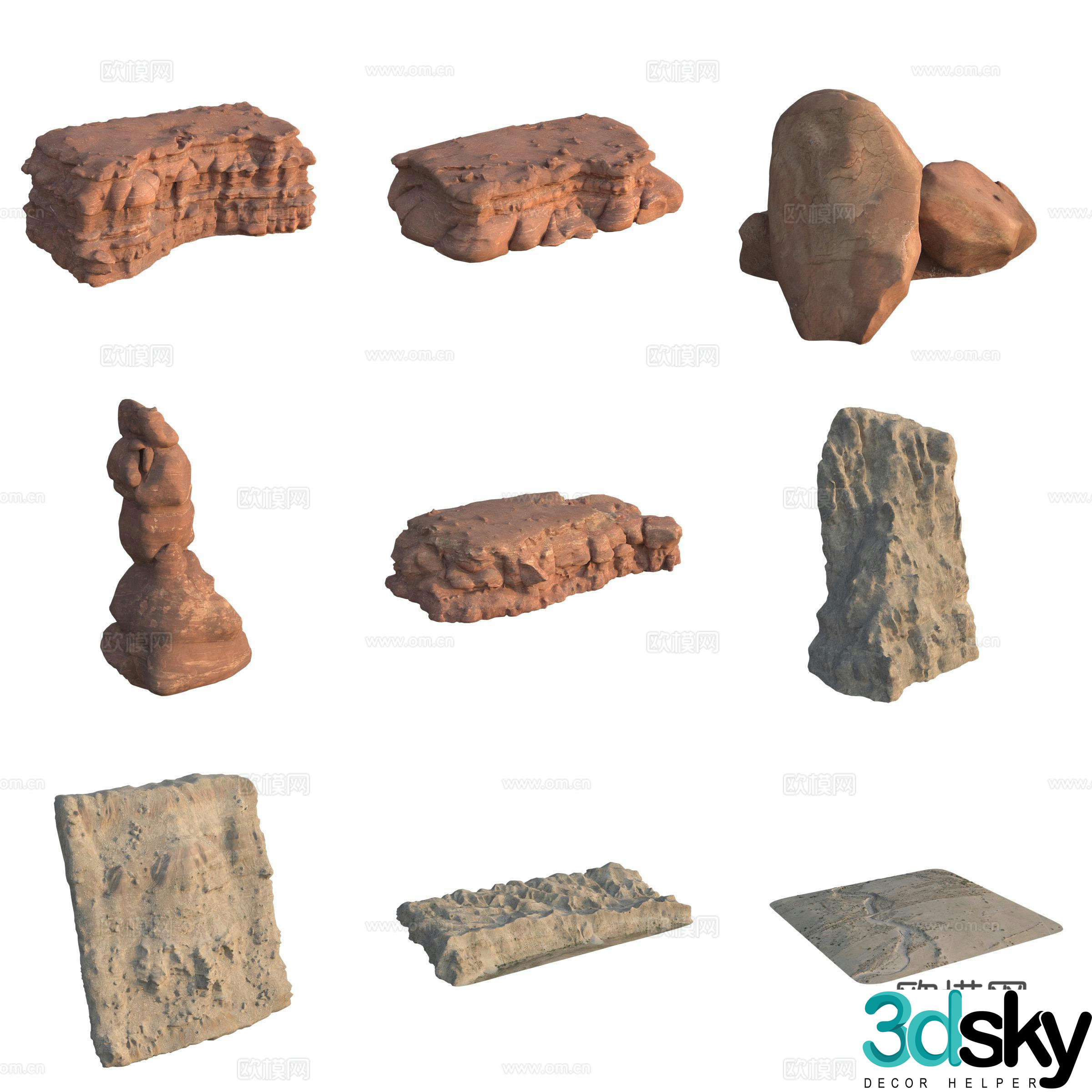 Sandstone stone pile stone wall huge stone large stone 3d model