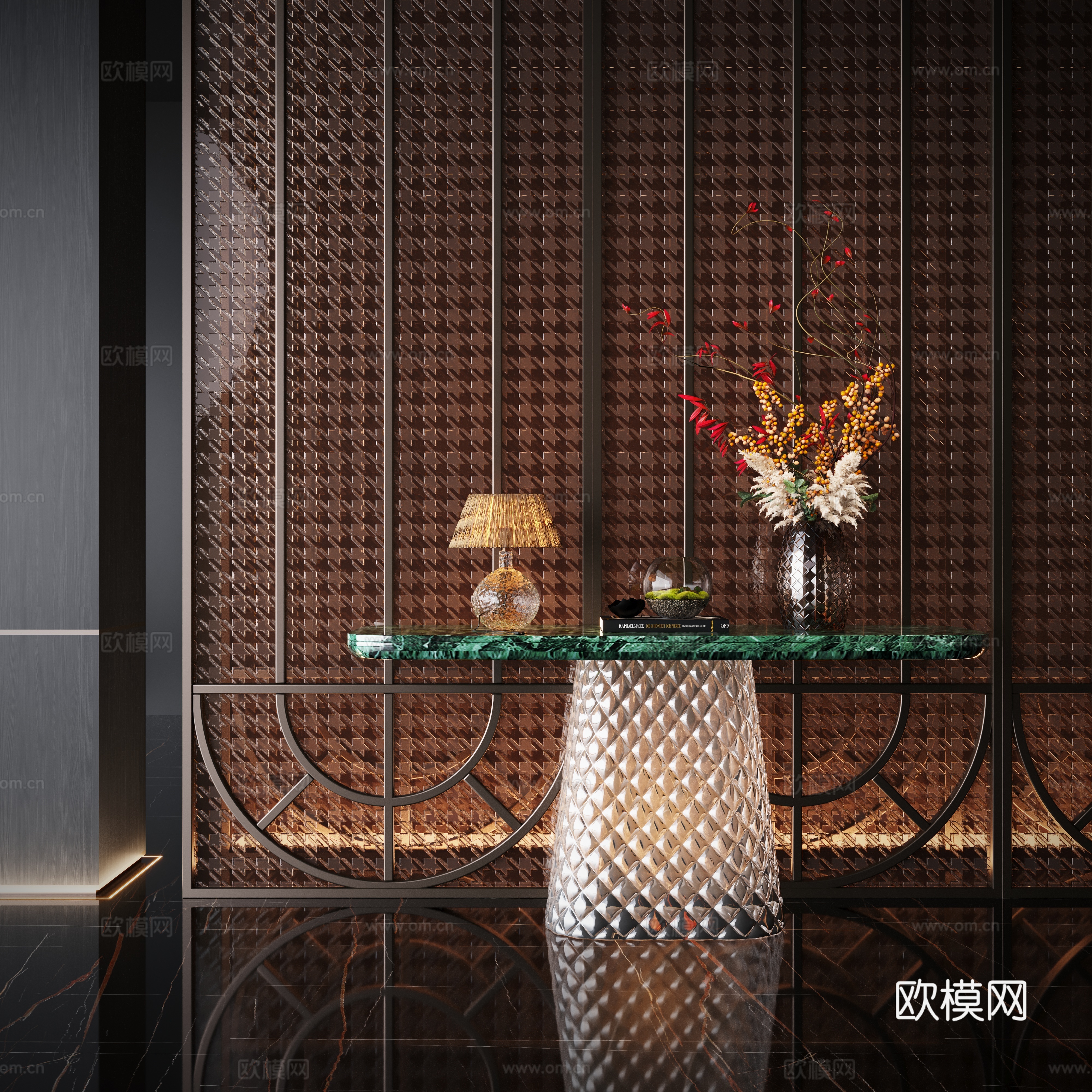 Modern end view cabinet flower art potted plant vase device hotel floral decoration 3D model