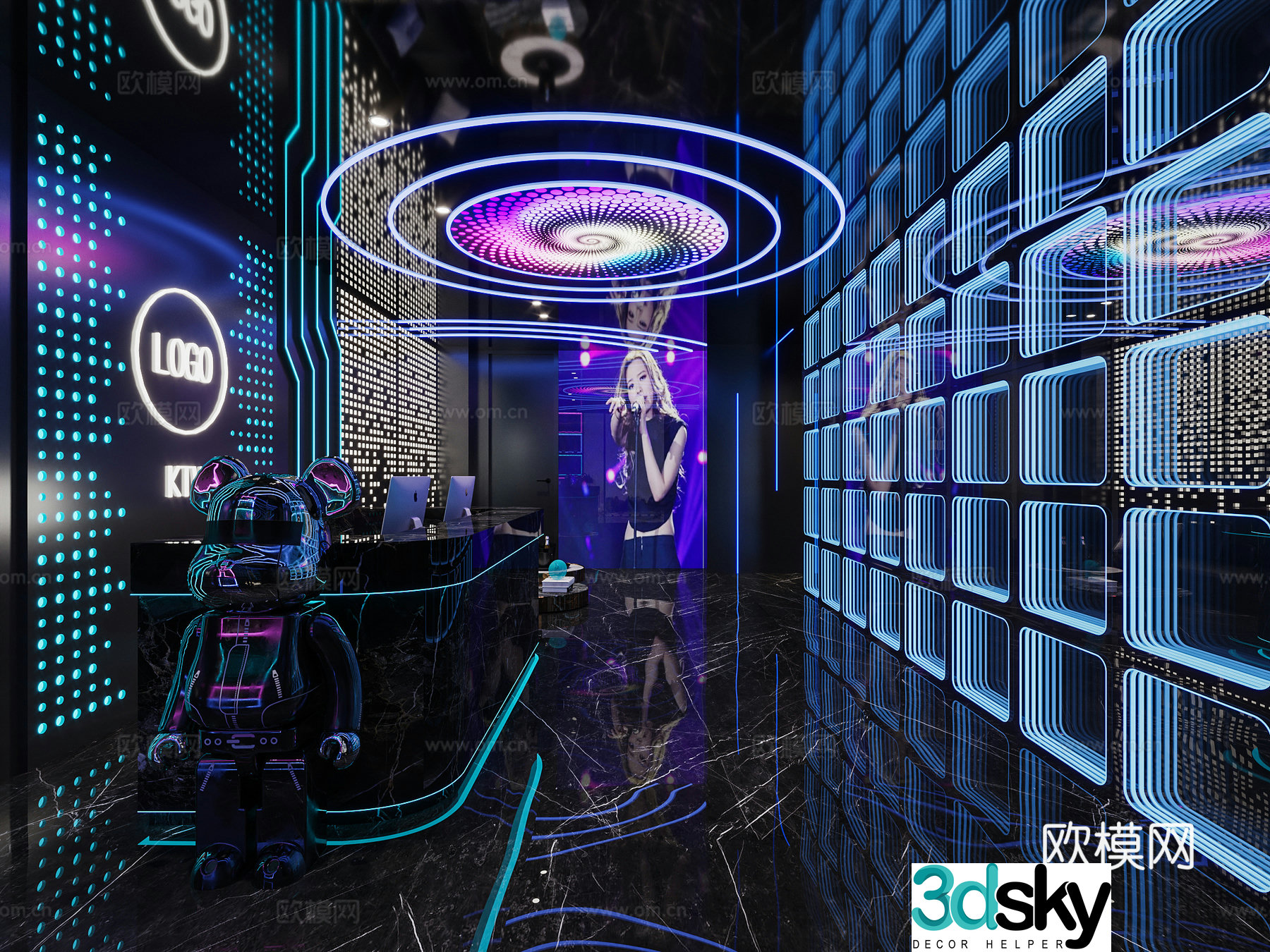 Dynamic front desk hall ktv3d model