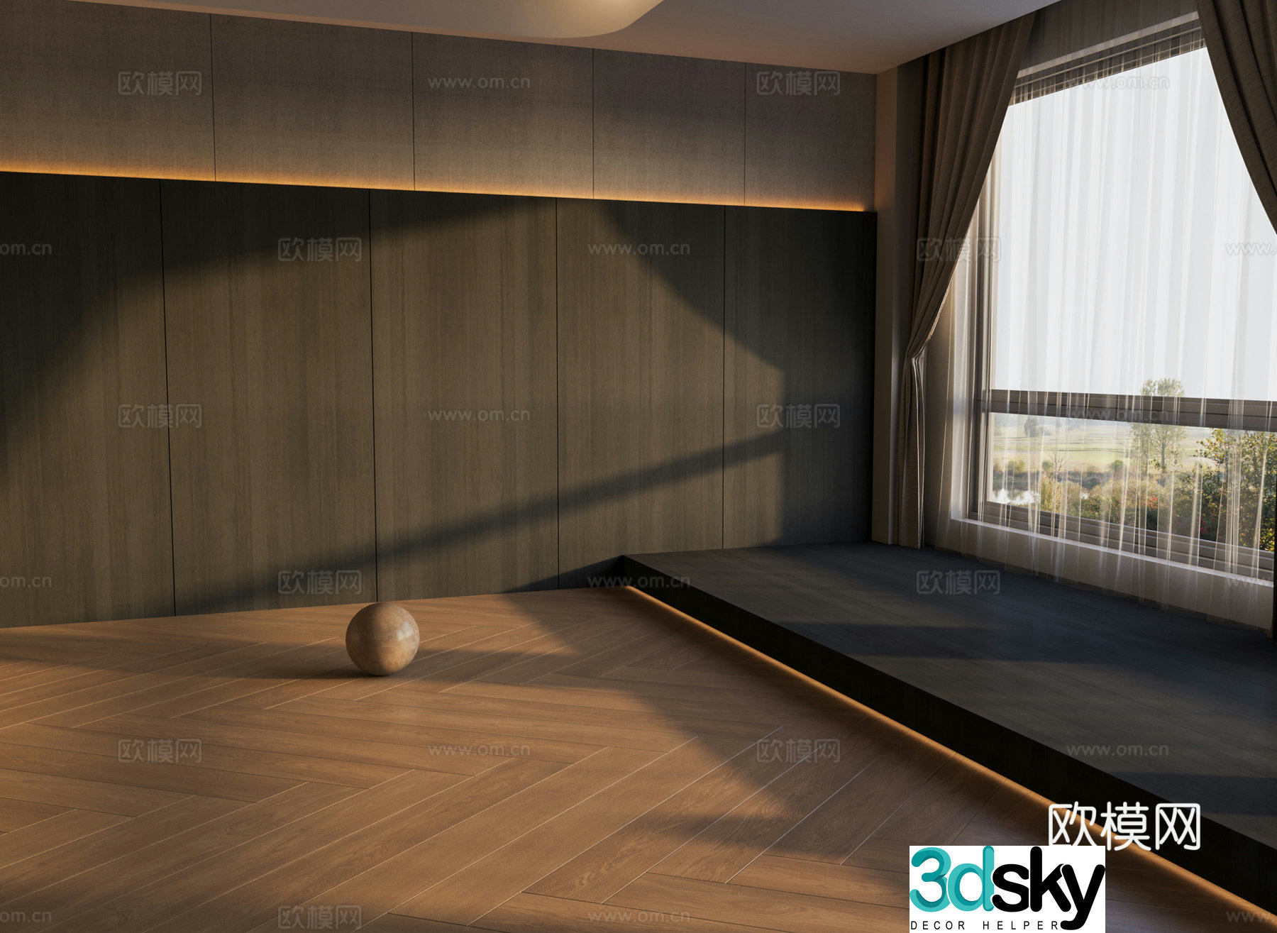 Medium style wooden floor solid wood floor fish bone floor 3d model