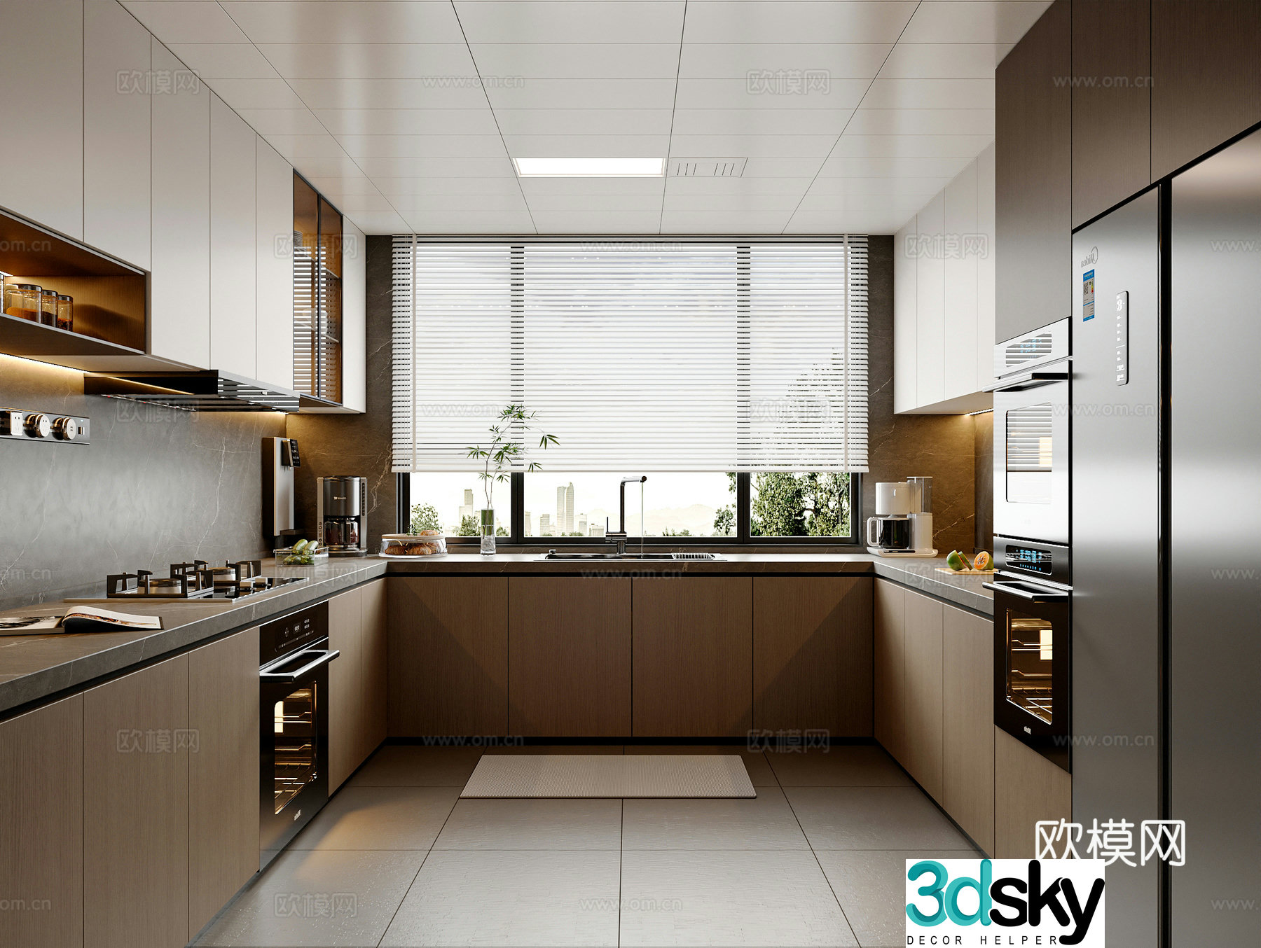 Modern Italian kitchen kitchen supplies kitchen utensils refrigerator kitchen appliances cabinet 3d model