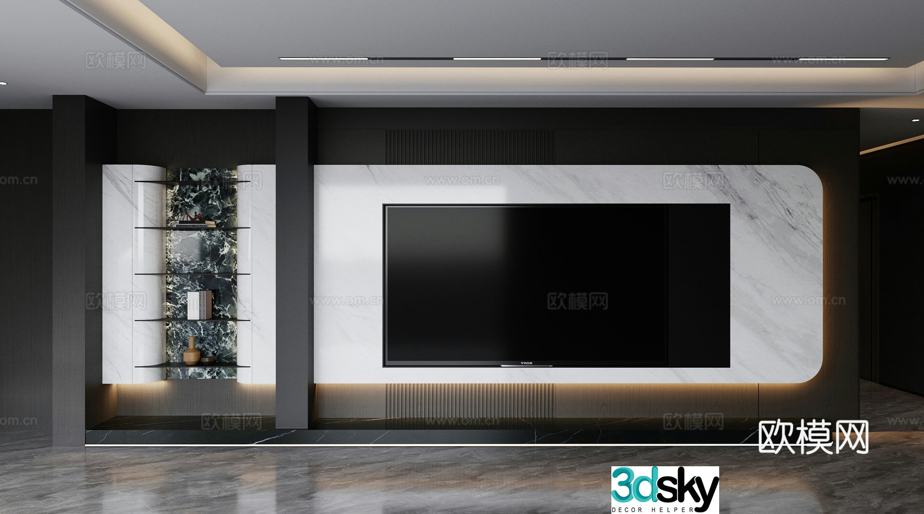 Modern background wall Marble background wall Living room background wall Rock slab background wall Hanging background wall 3d model