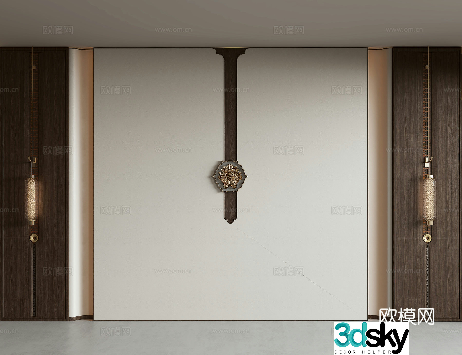 New Chinese style background wall 3d model