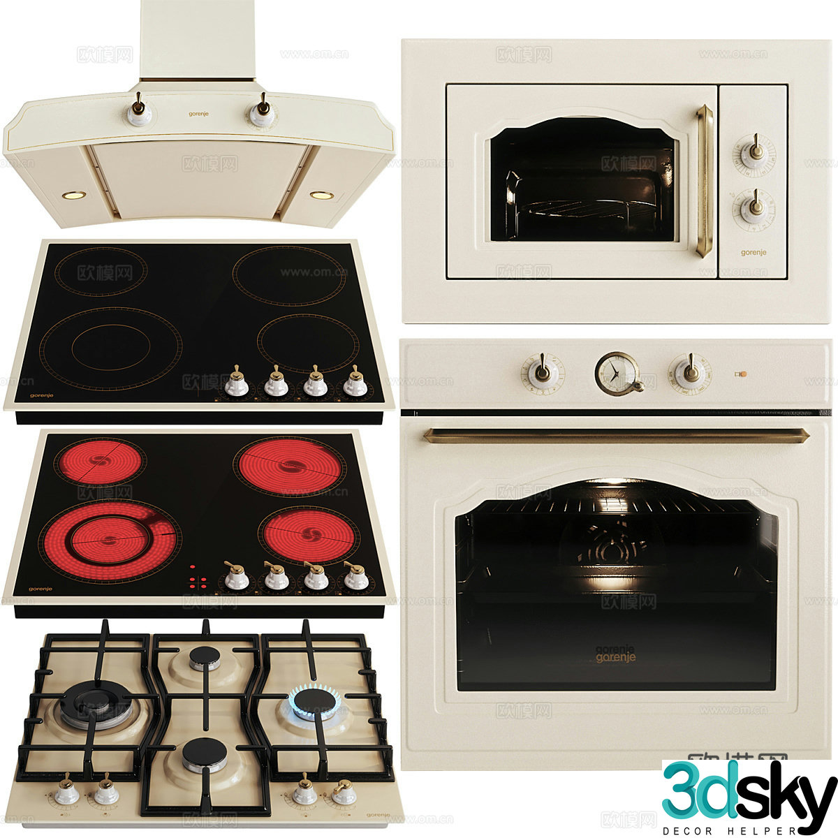 Home appliance combination kitchen appliances daily appliances oven microwave oven disinfection cabinet fume 3D model
