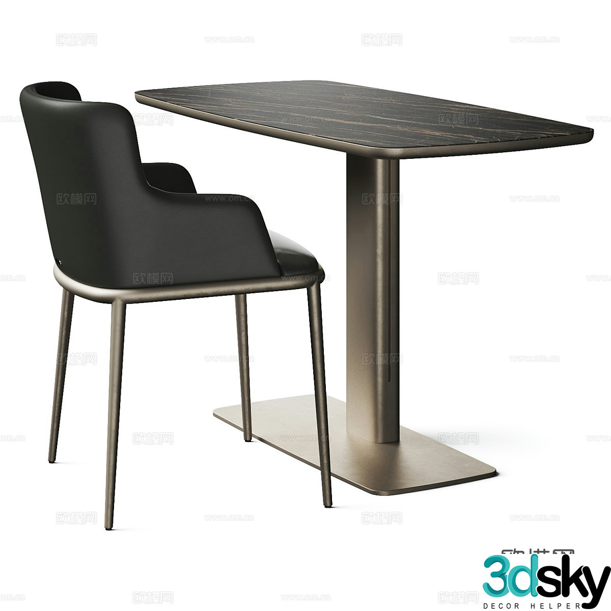 Modern light luxury leisure table and chair negotiation table and chair 3D model
