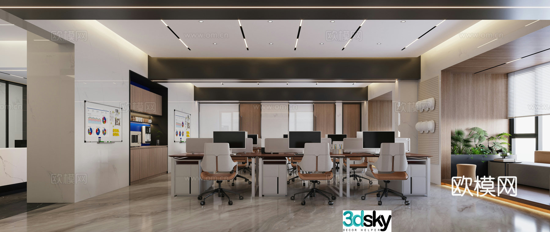 Office public office area 3d model