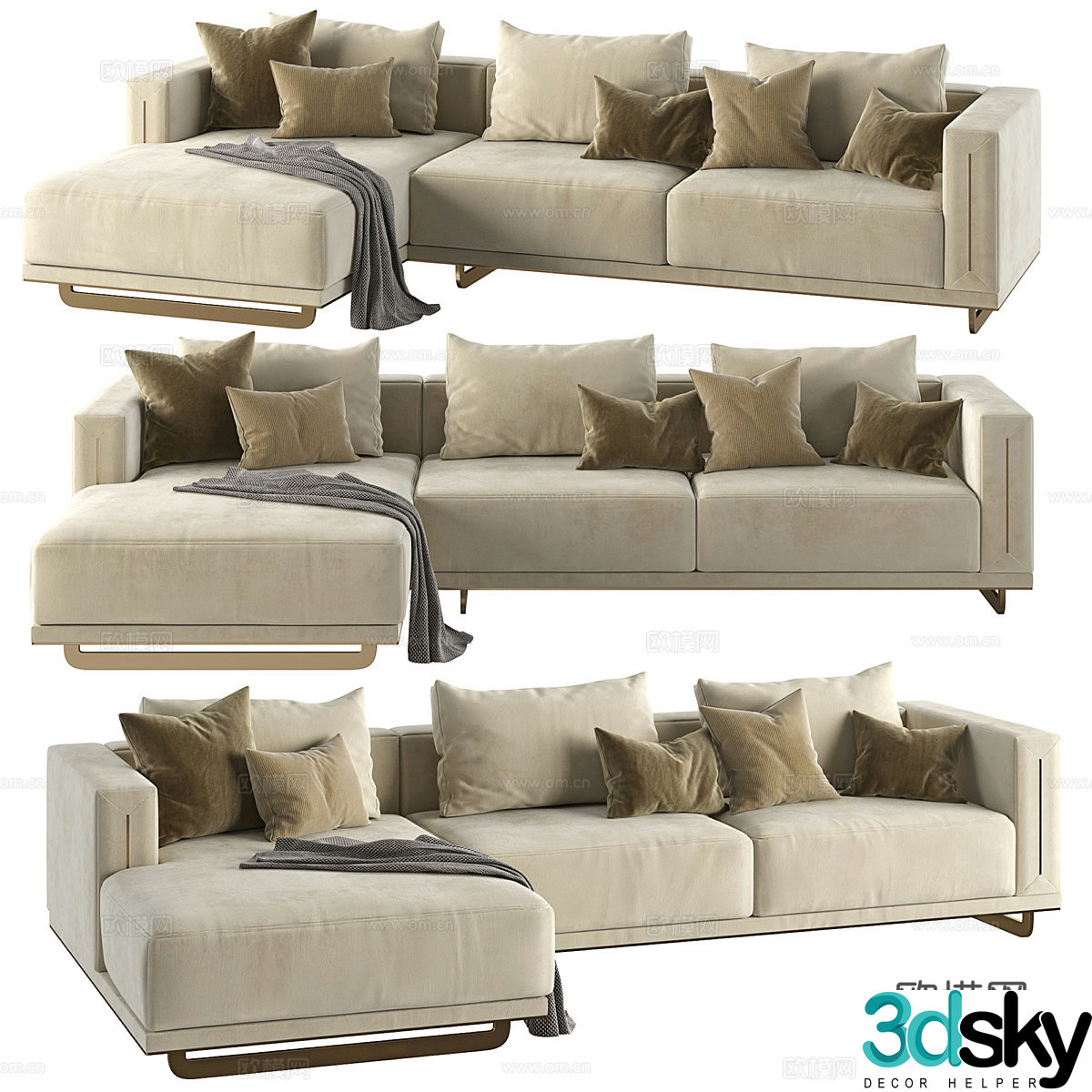 Modern Italian Velenti corner sofa 3d model