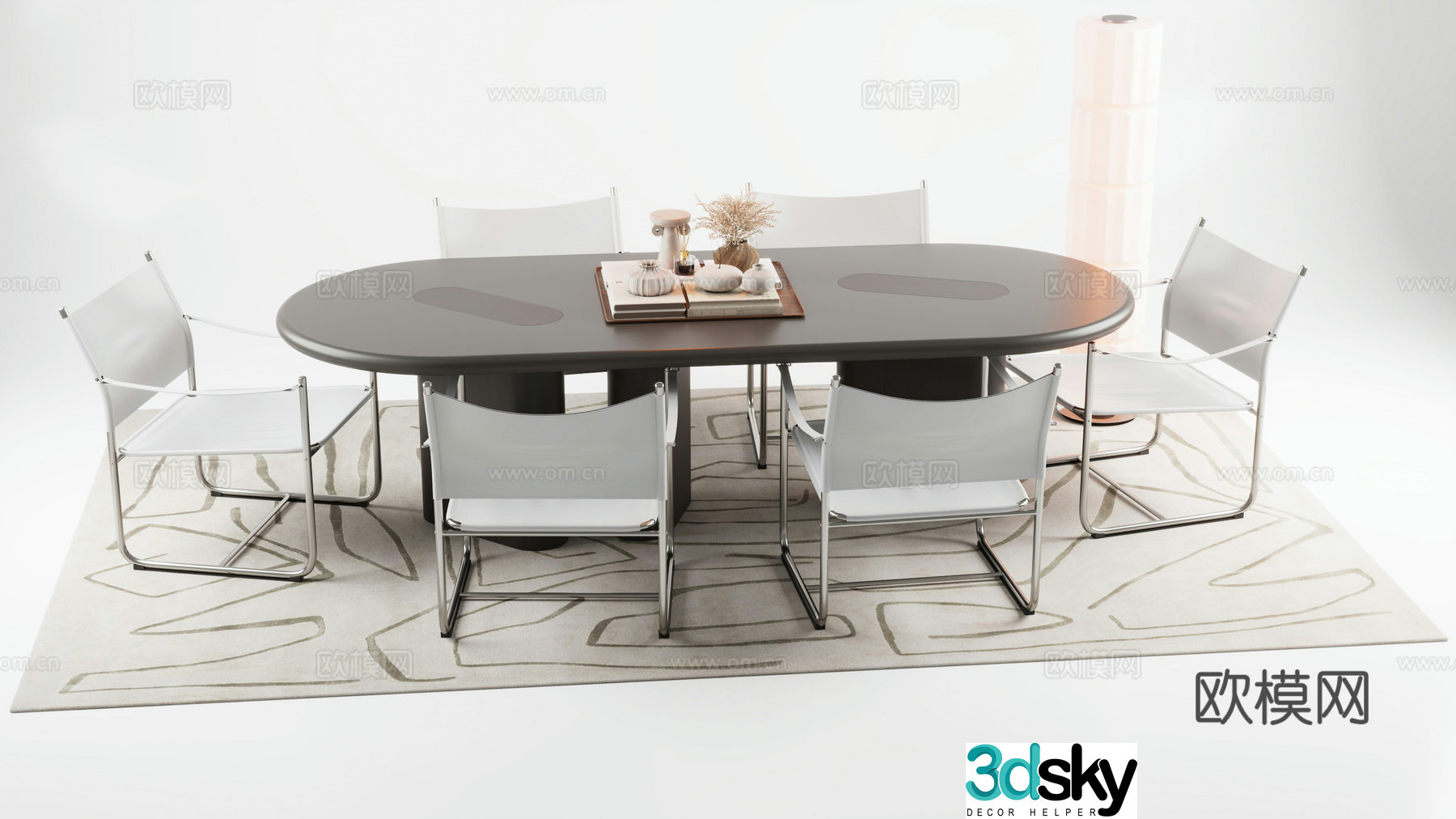 Dining table Dining chair Restaurant Carpet 3d model