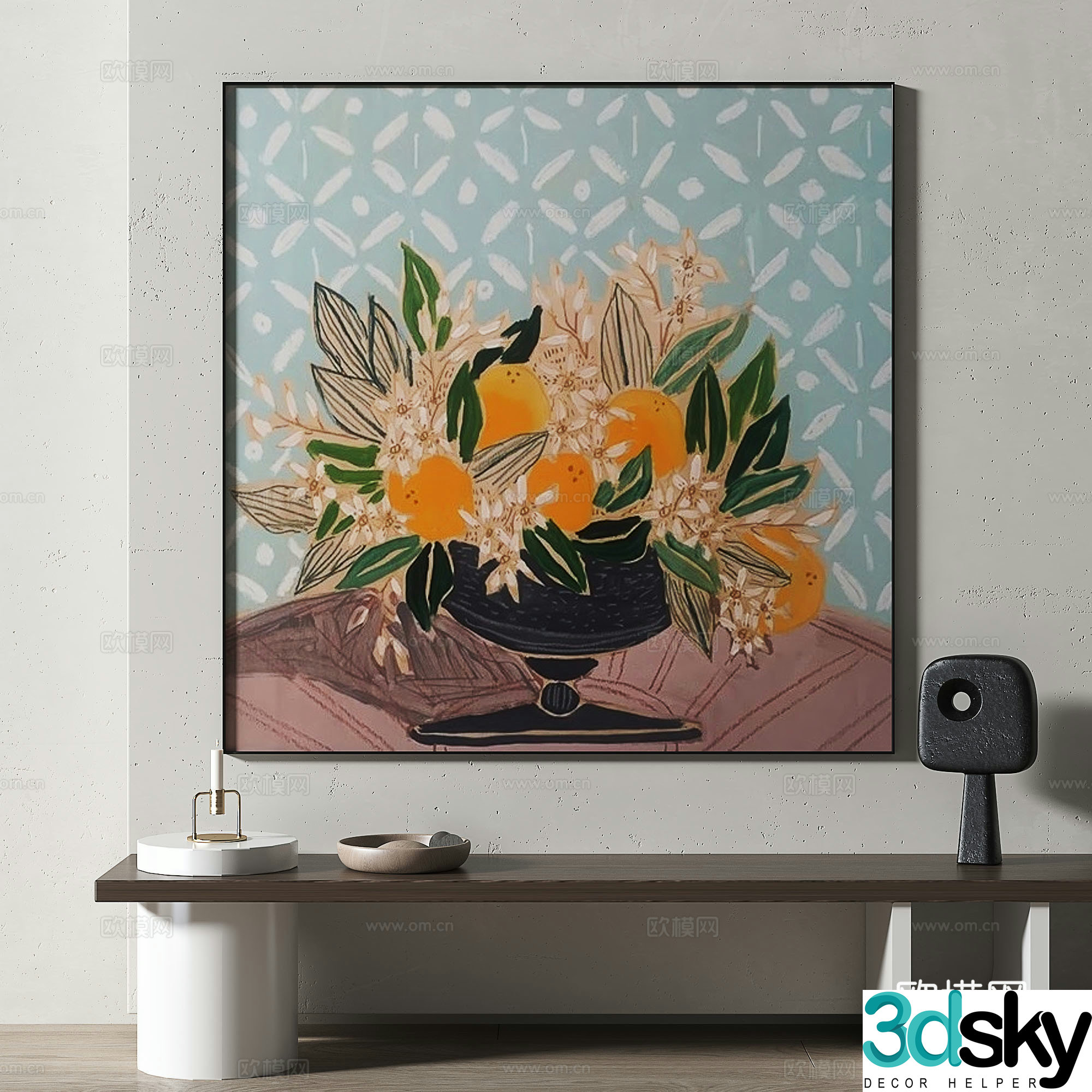 Modern retro medieval decorative painting 3d model