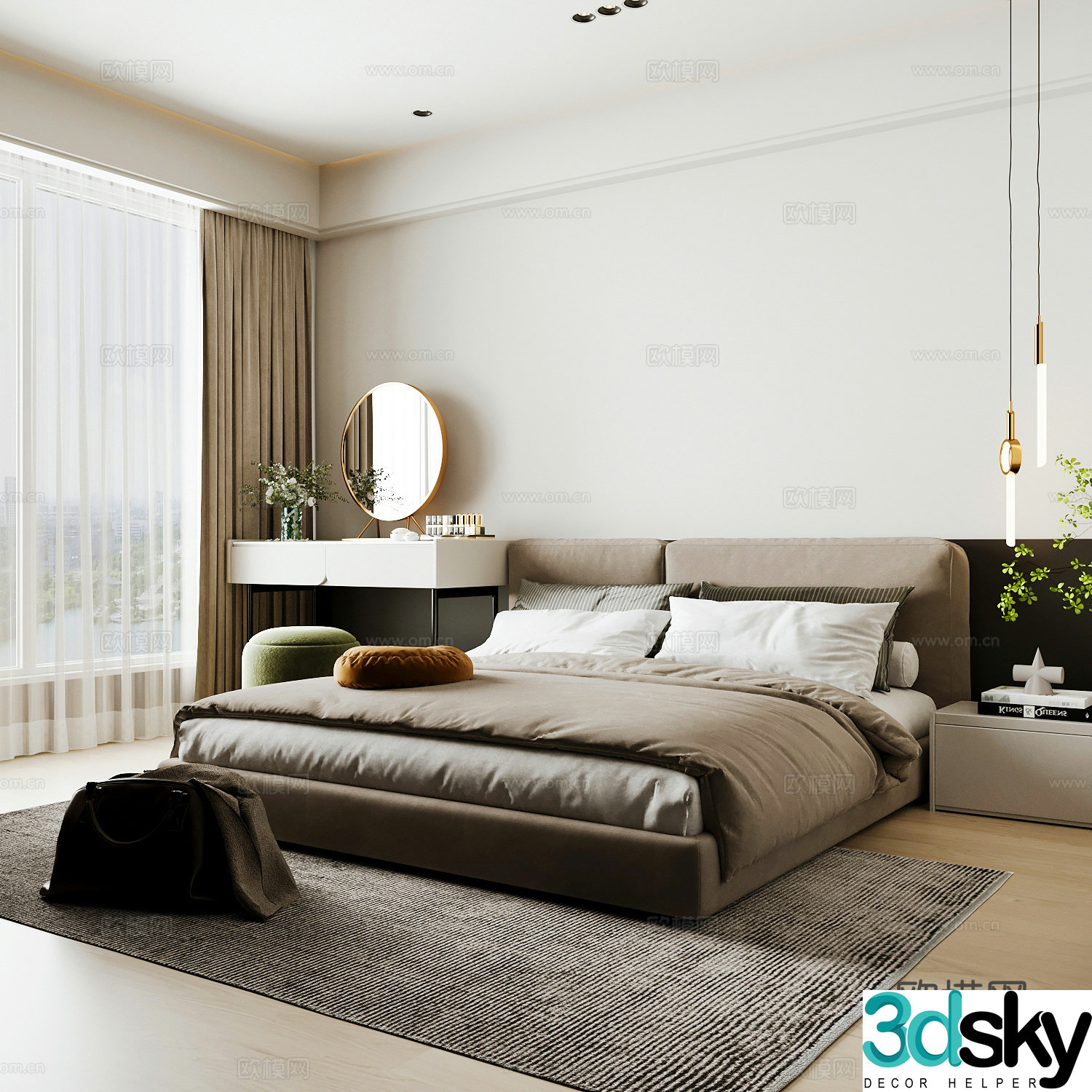 Modern home bedroom Modern bedroom Italian bedroom Simple bedroom Italian bed 3d model