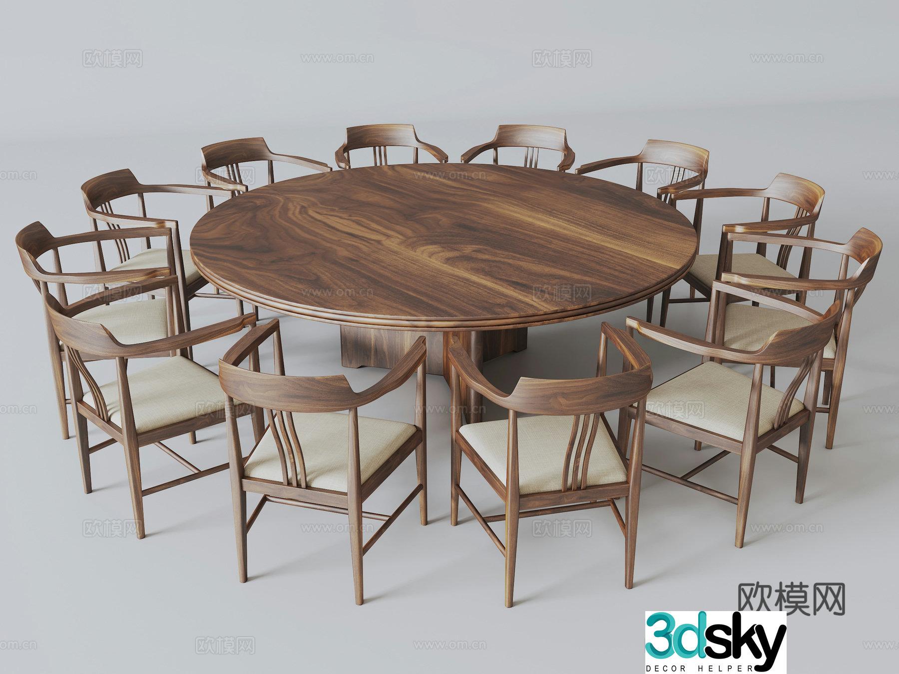 Log round dining table 3d model