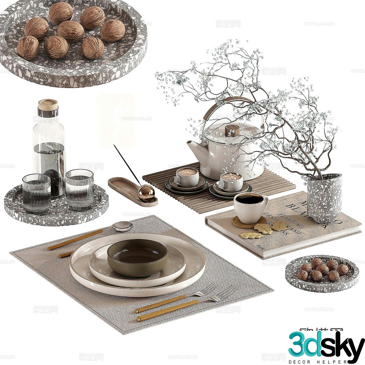 New Chinese jewelry ornament combination 3D model