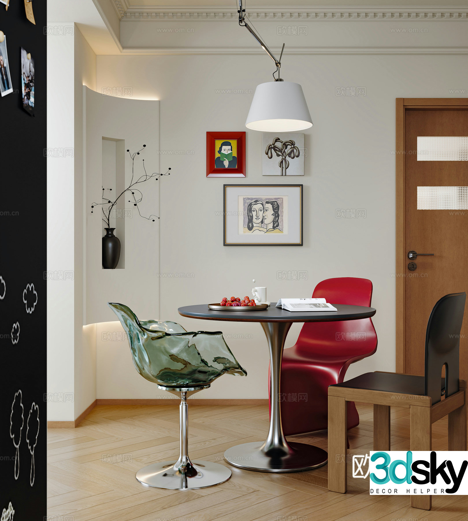 Bauhaus Restaurant Modern Bauhaus Restaurant Bauhaus Round Dining Table Bauhaus Chandelier Modern Arc 3D Model