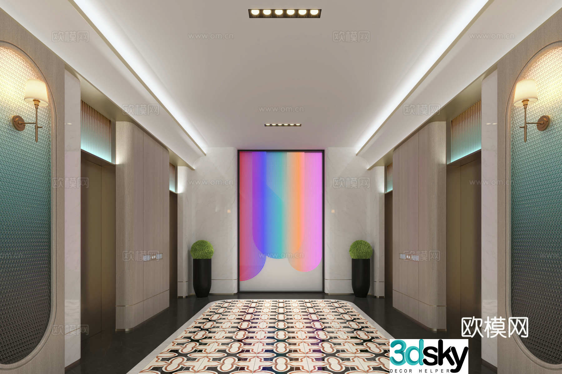 Modern hotel elevator hall club elevator hall elevator hall elevator hall aisle elevator elevator hall 3d model