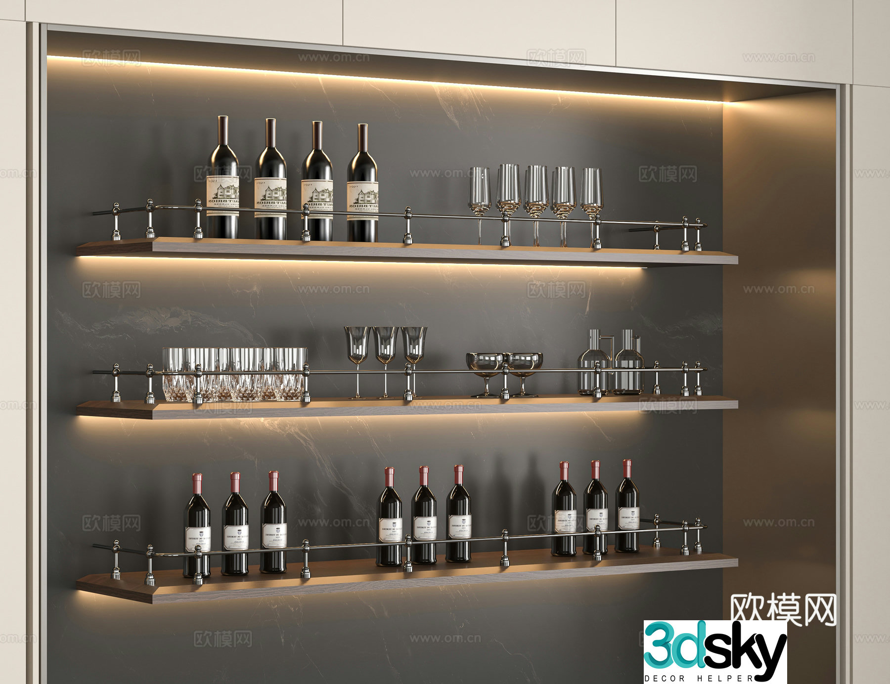 Modern wine rack 3d model