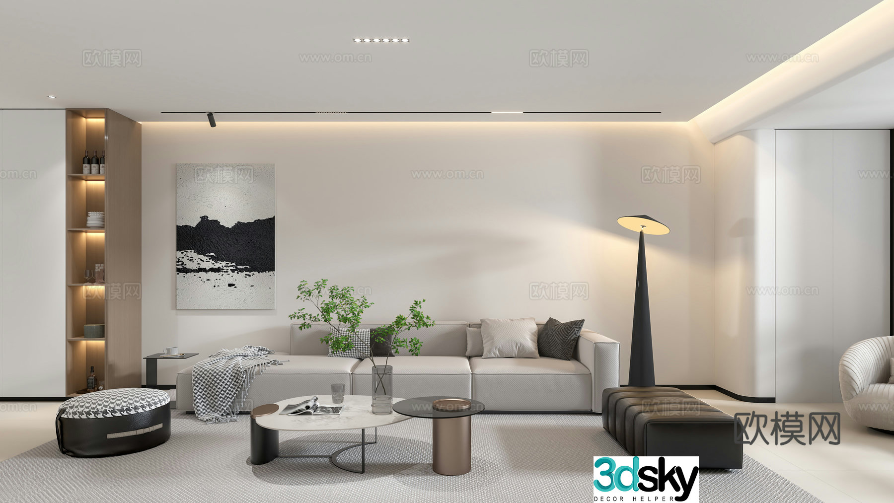 Modern minimalist living room 3d model