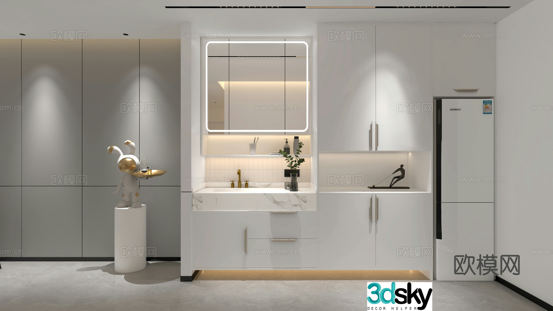 Modern entrance cabinet bathroom entrance entrance sculpture decoration 3D model