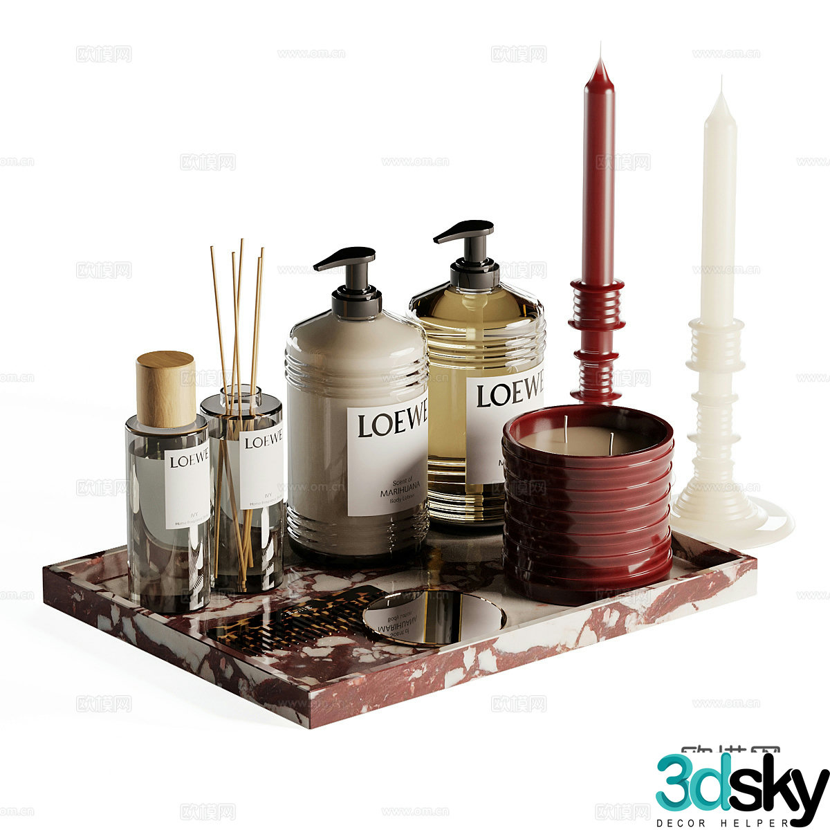 New Chinese Loewe Bathroom Decoration Set 3D Model