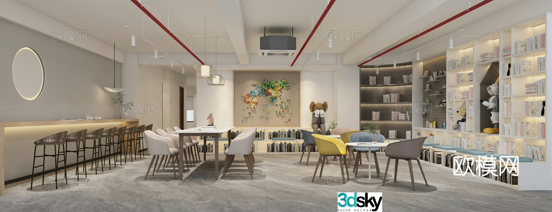 Modern reading room 3d model