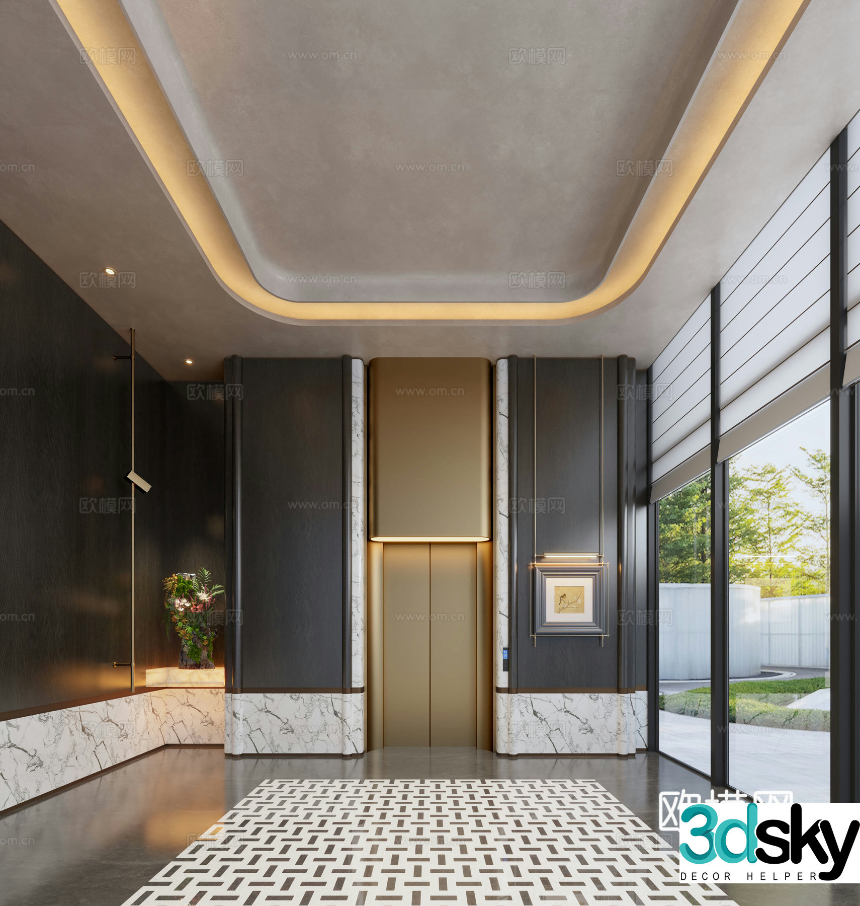 Modern hotel elevator hall club elevator hall elevator hall elevator hall aisle elevator elevator hall 3d model