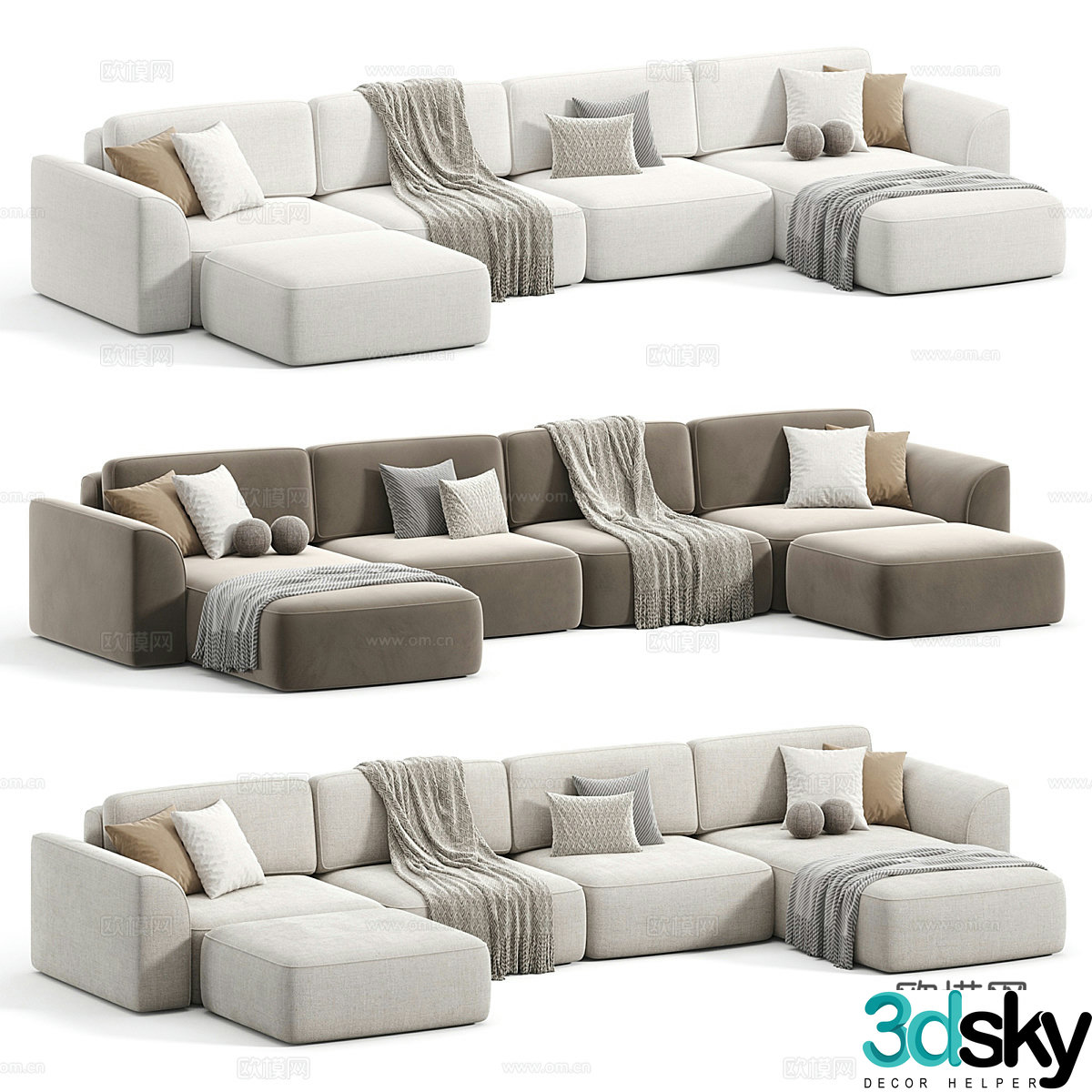 Modern Italian KING SE Chenille sofa 3d model
