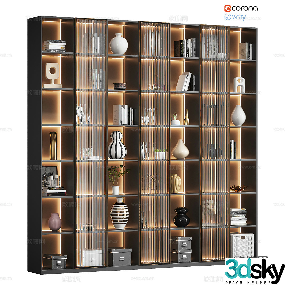 Display cabinet Decorative cabinet Display cabinet Bookcase Bookcase Ornament Decorative cabinet Ornament Bookcase 3D Model