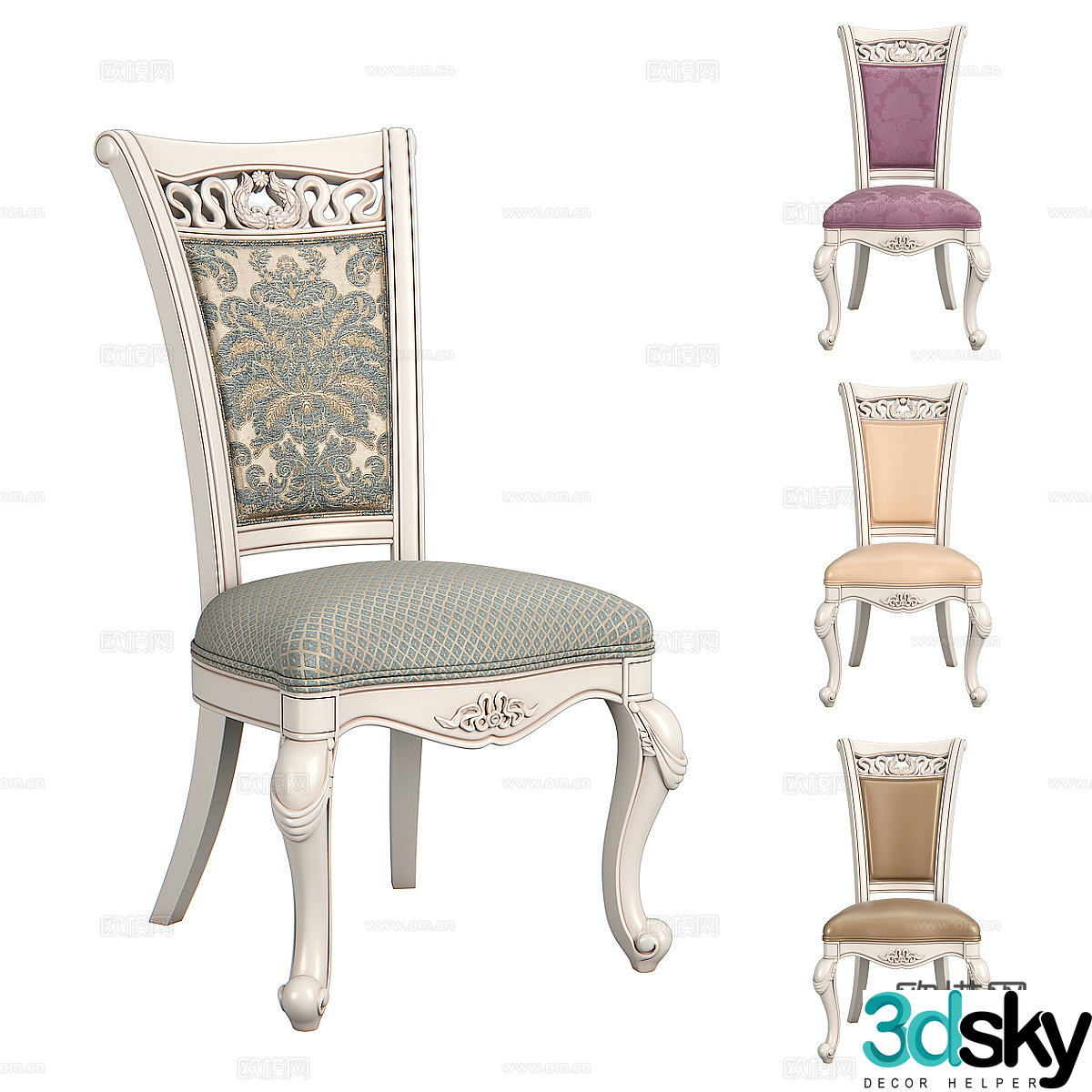 French European single chair 3D model