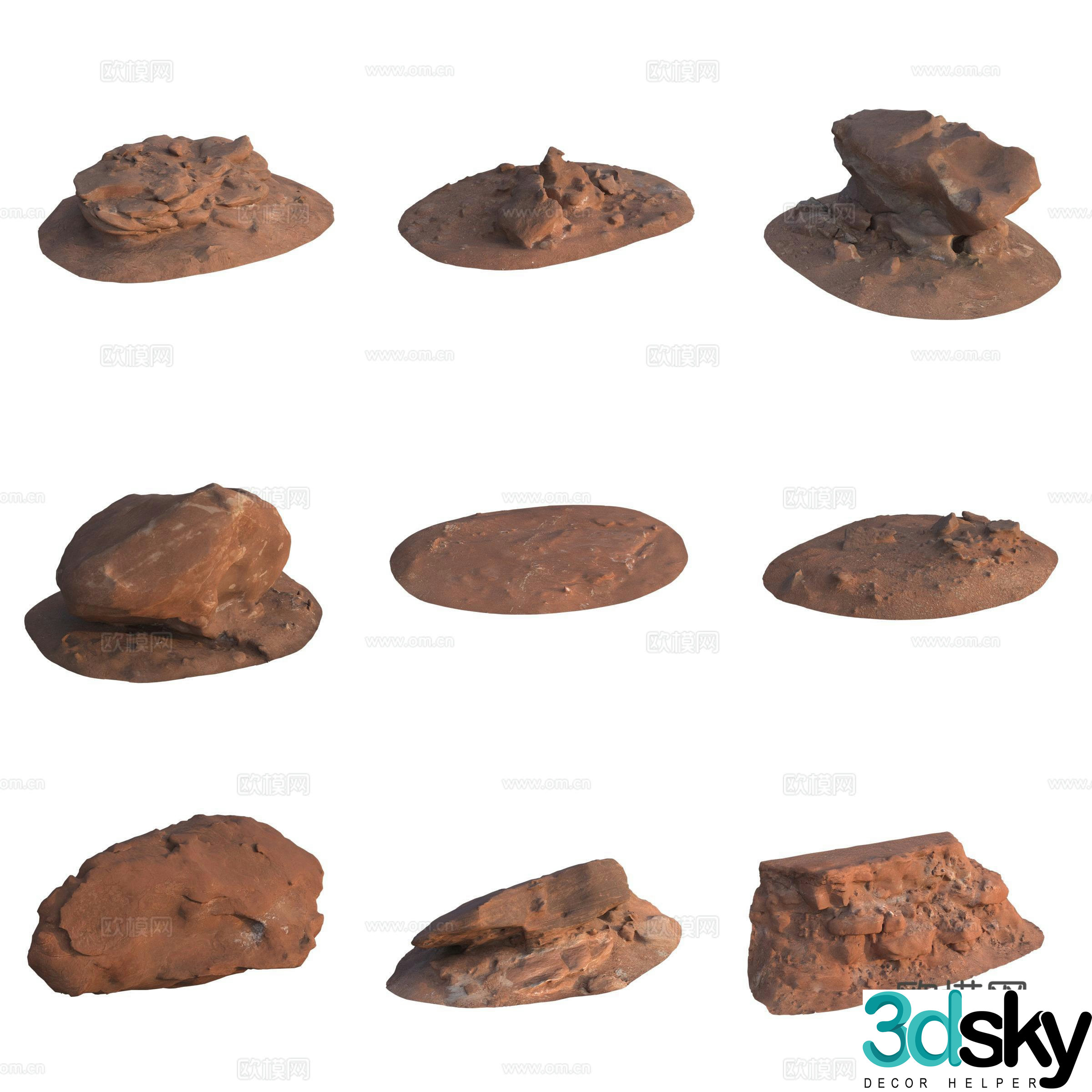 Sandstone large stone stone wall boulder 3D model