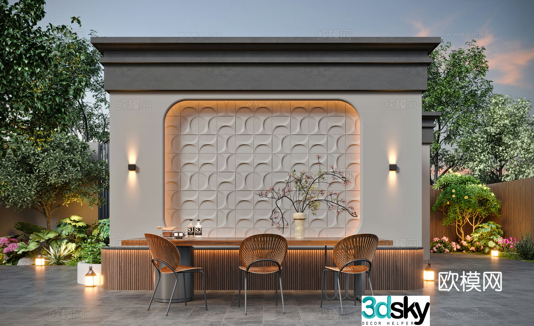Modern garden landscape 3d model