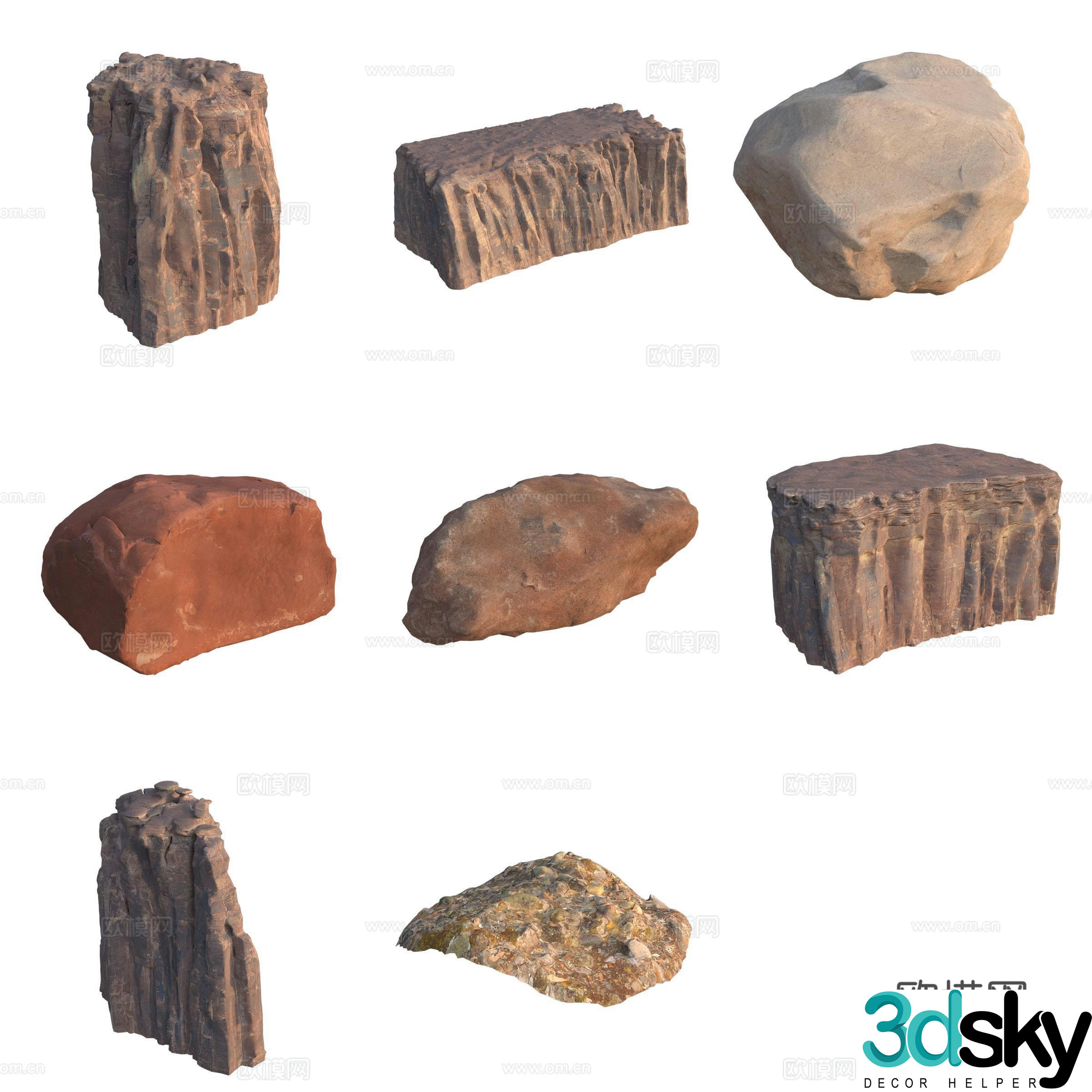 Sandstone stone pile big stone big stone 3d model