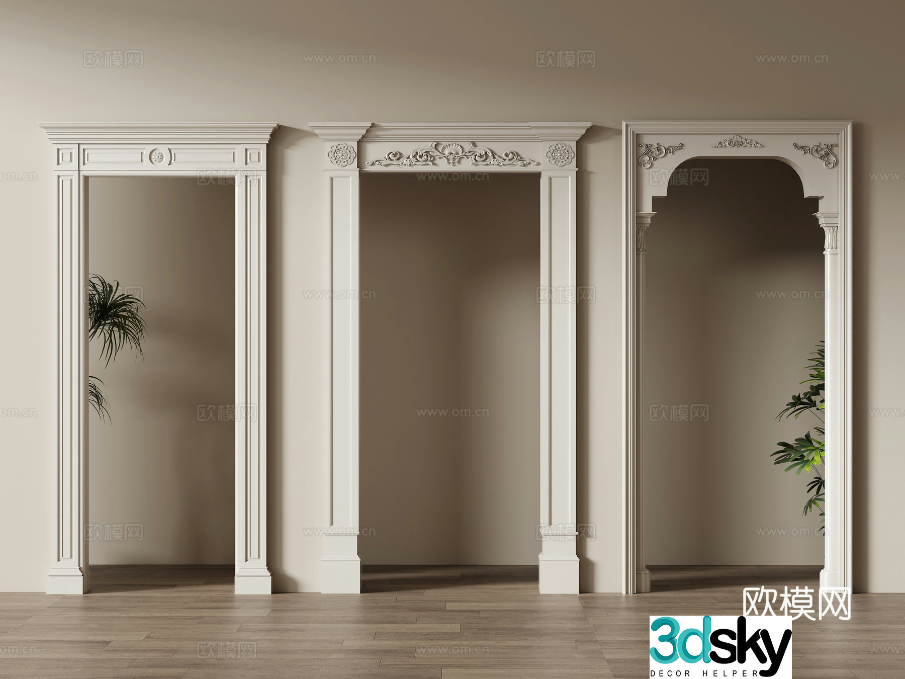 Door cover pass arch door hole carved door lintel 3D model