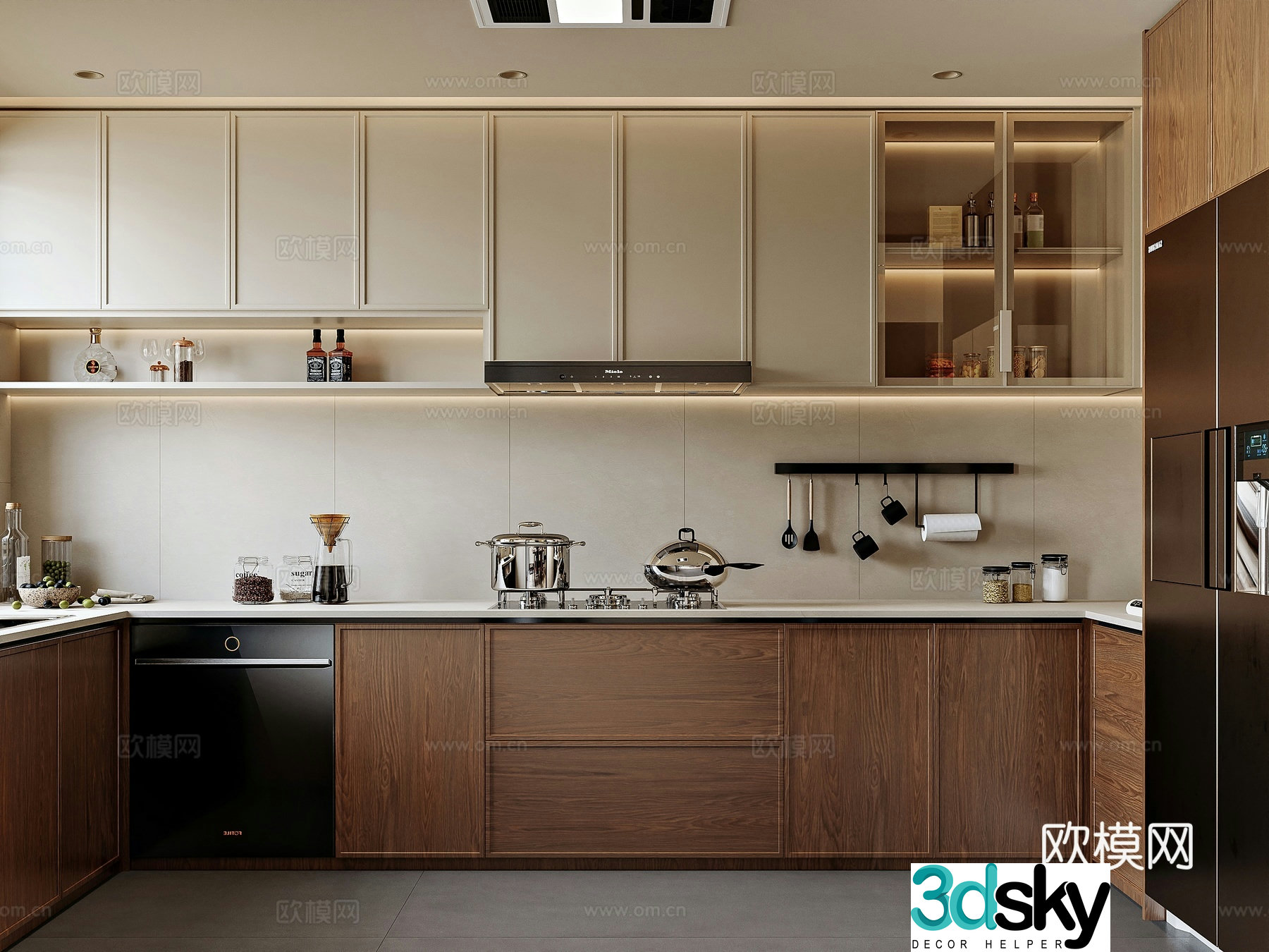 New Chinese style home kitchen 3D model